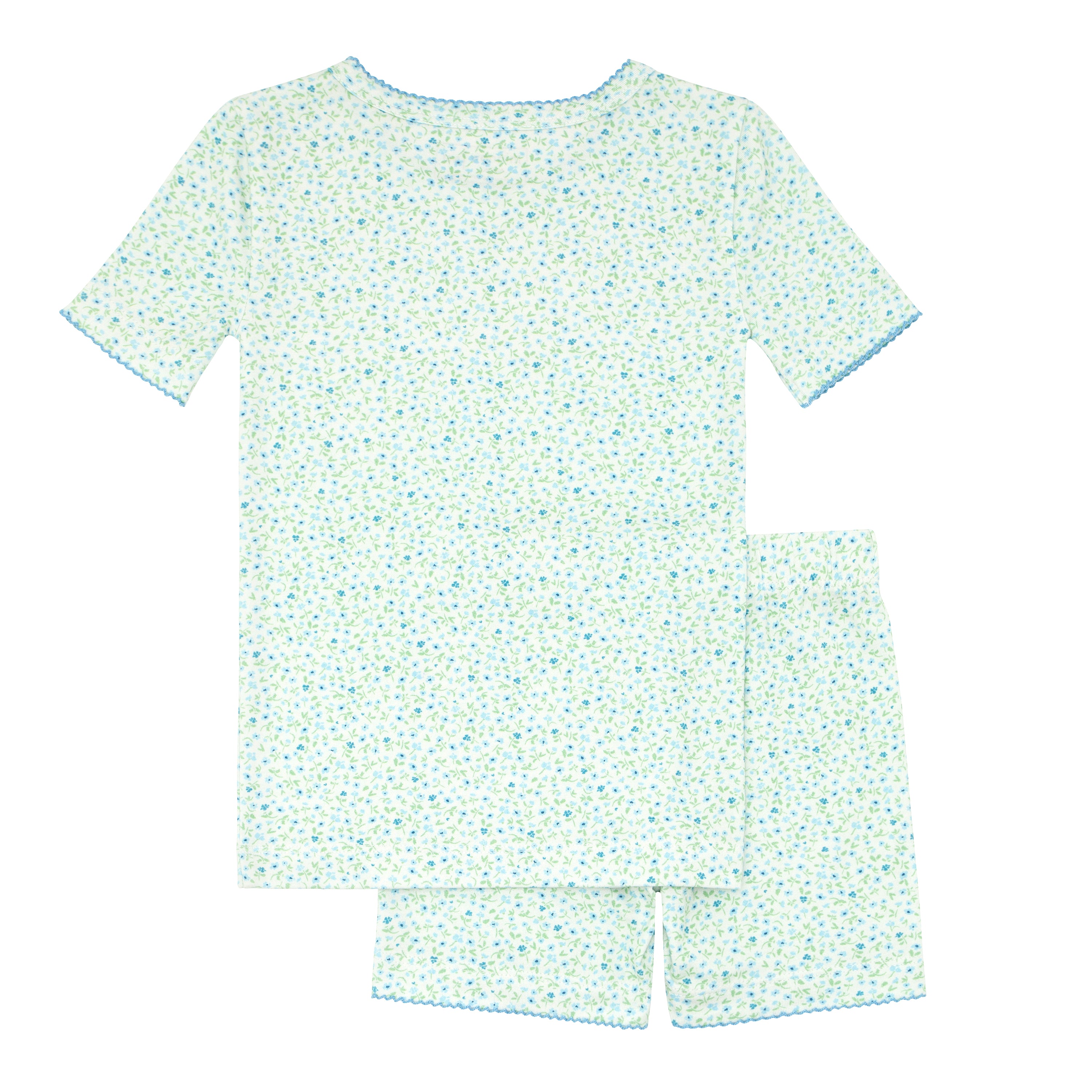 girls hibiscus ditsy shirt and short pima pajamas set