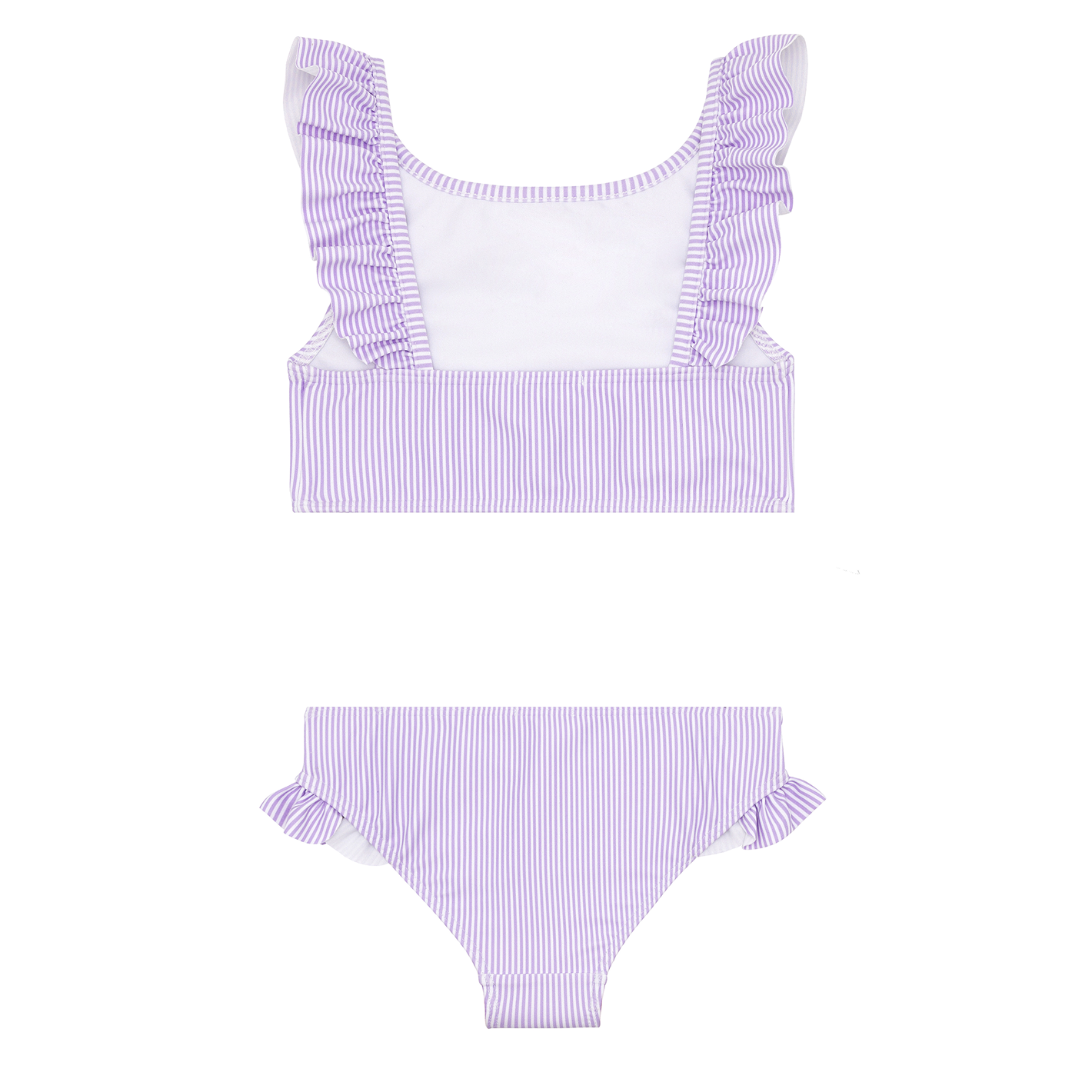 girls lavender stripe ruffle neck bikini