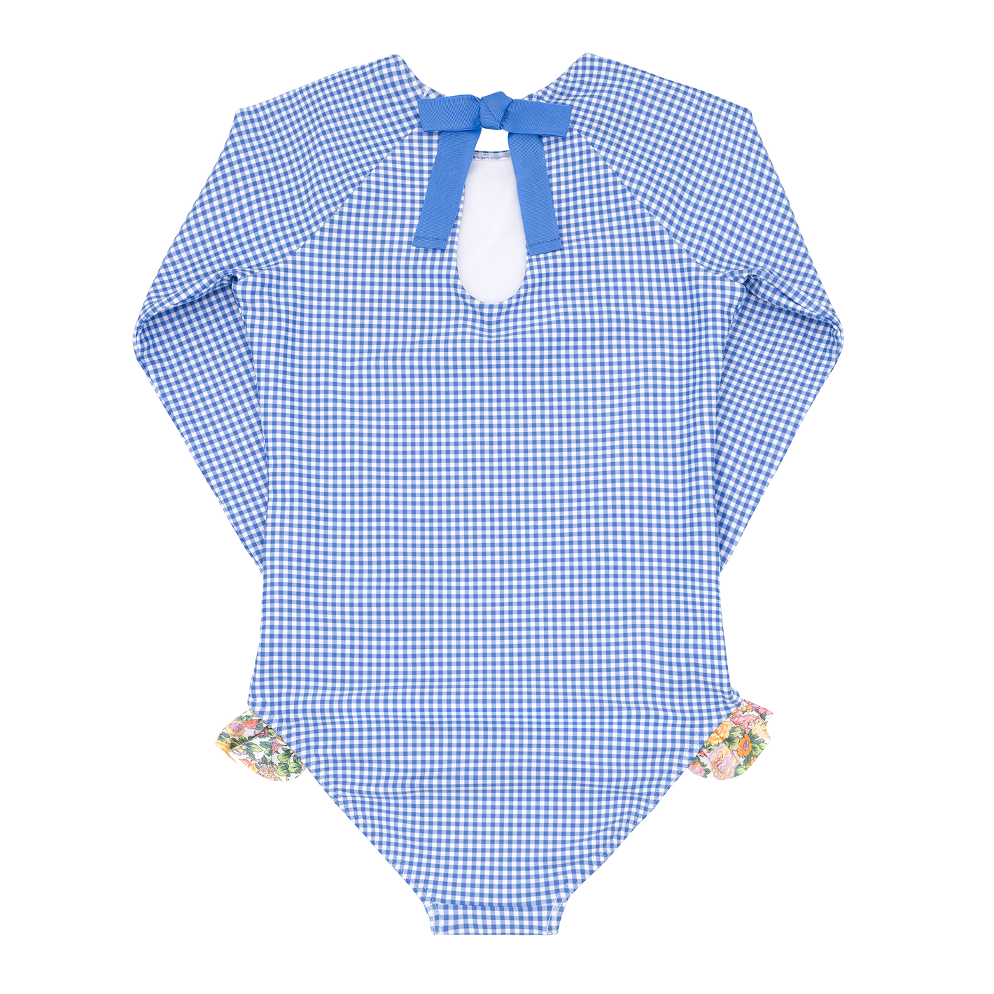 girls sky blue gingham rashguard one piece