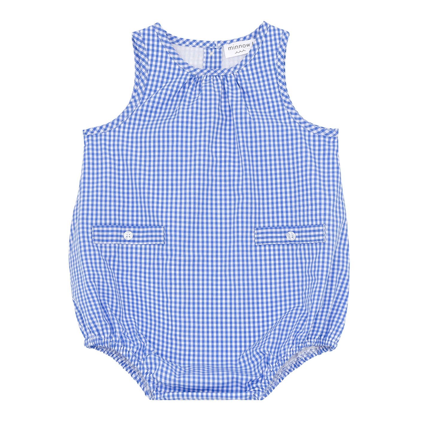 baby sky blue gingham bubble romper