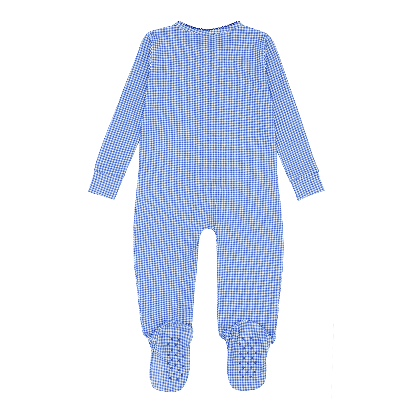 baby sky blue gingham pima footie