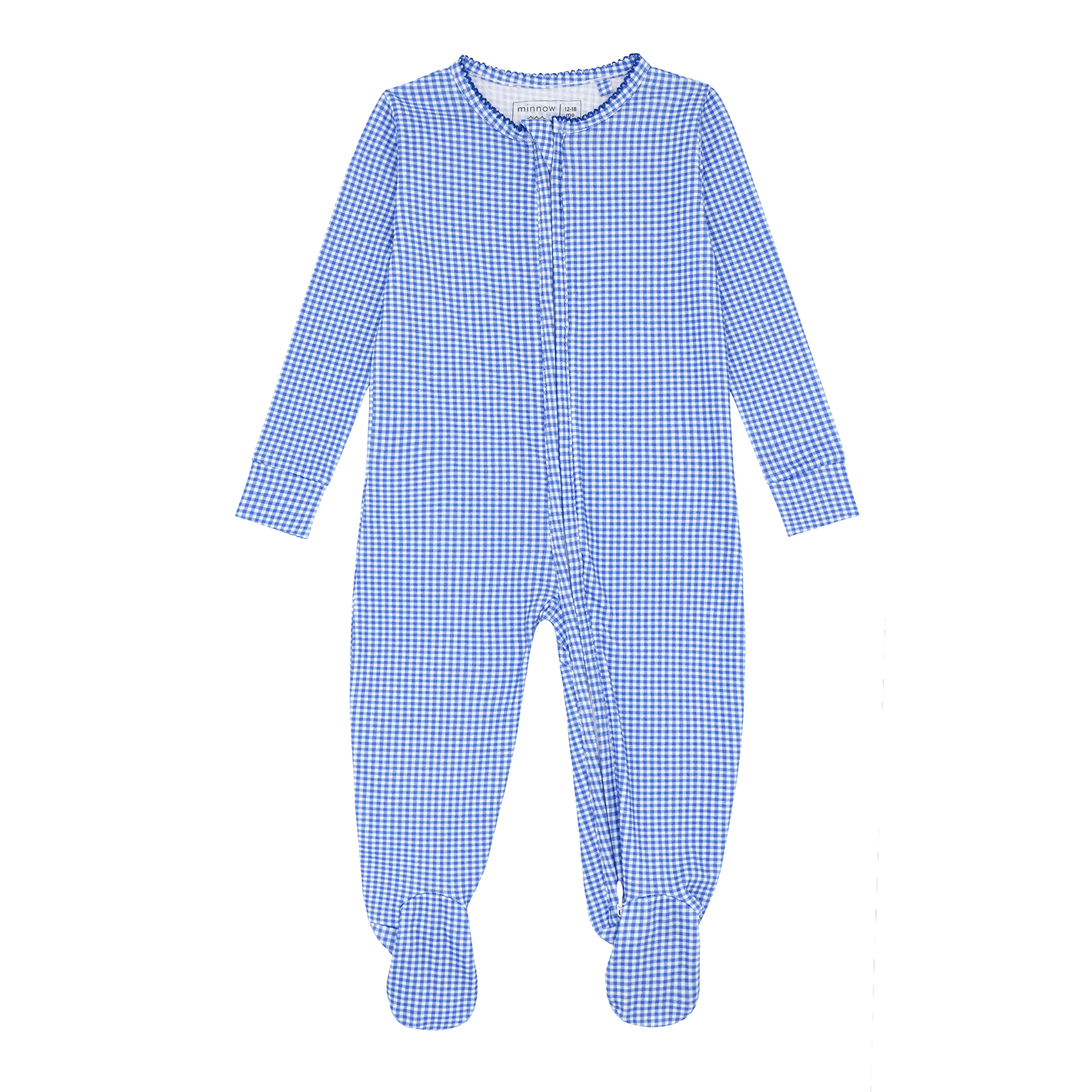 baby sky blue gingham pima footie