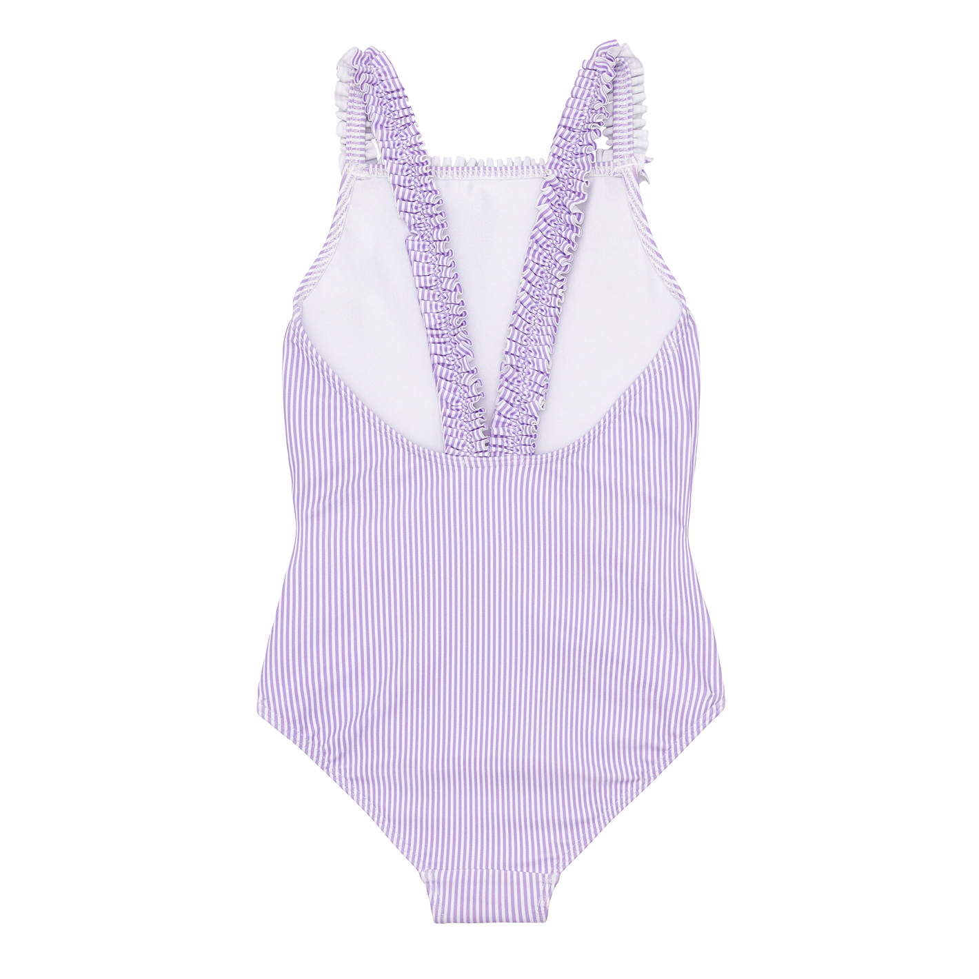 girls lavender stripe ruched strap one piece