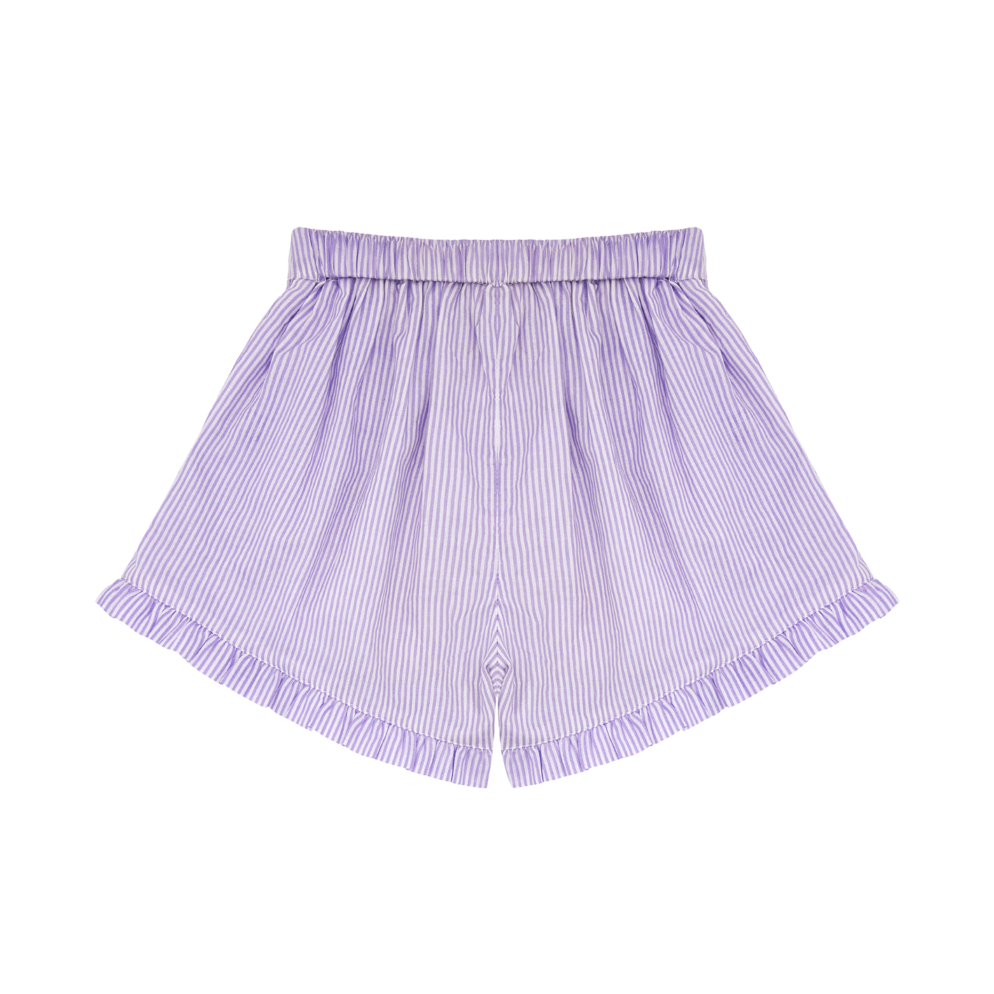 girls lavender stripe ruffle shorts