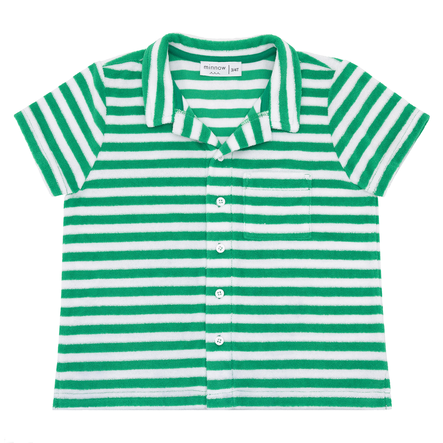 boys bermuda green stripe french terry button up