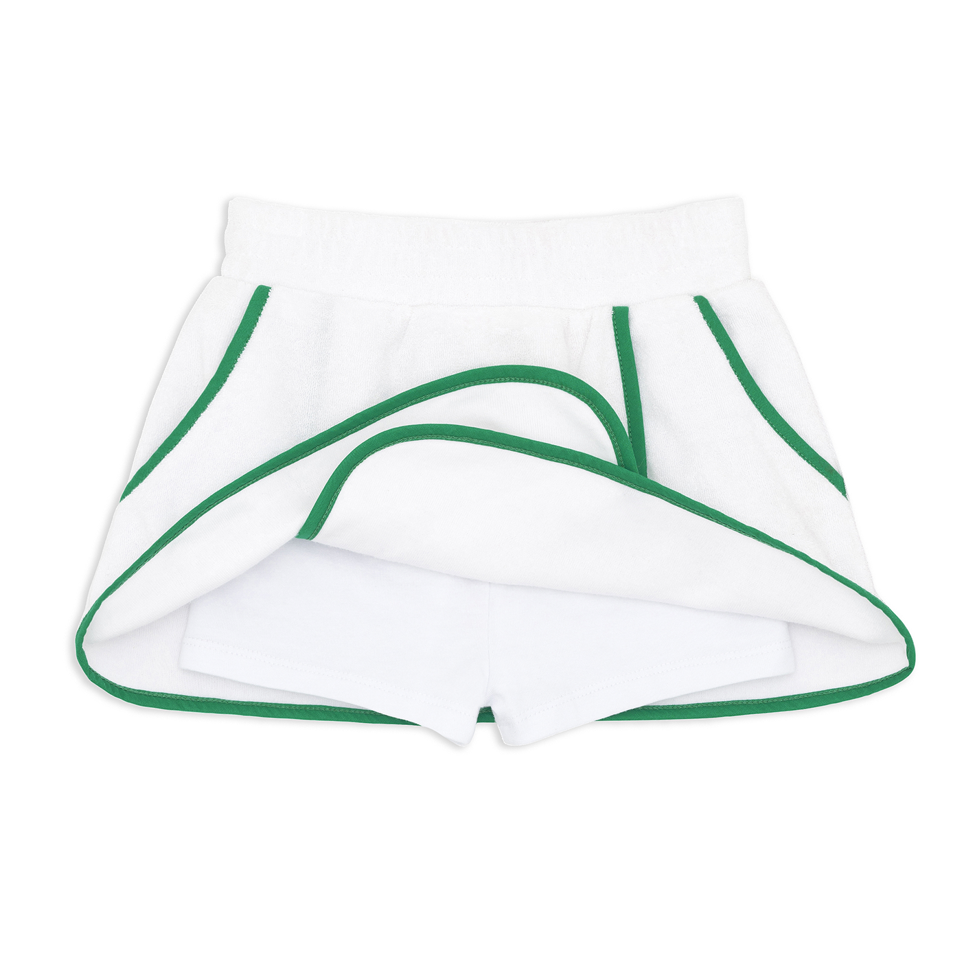 girls white french terry tennis tank top and skort set with bermuda green trim