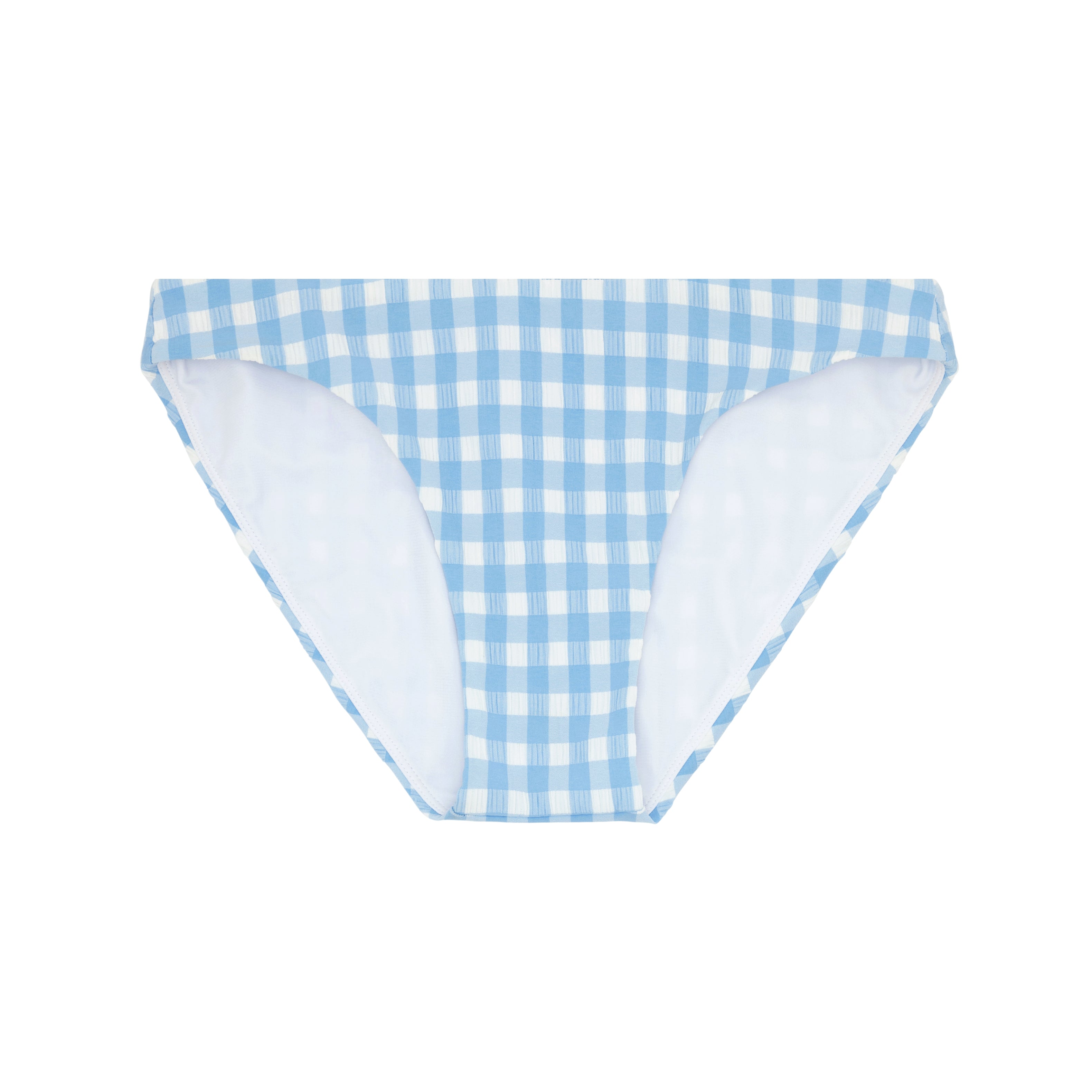 women's surfside blue crinkle gingham low waist bikini bottom