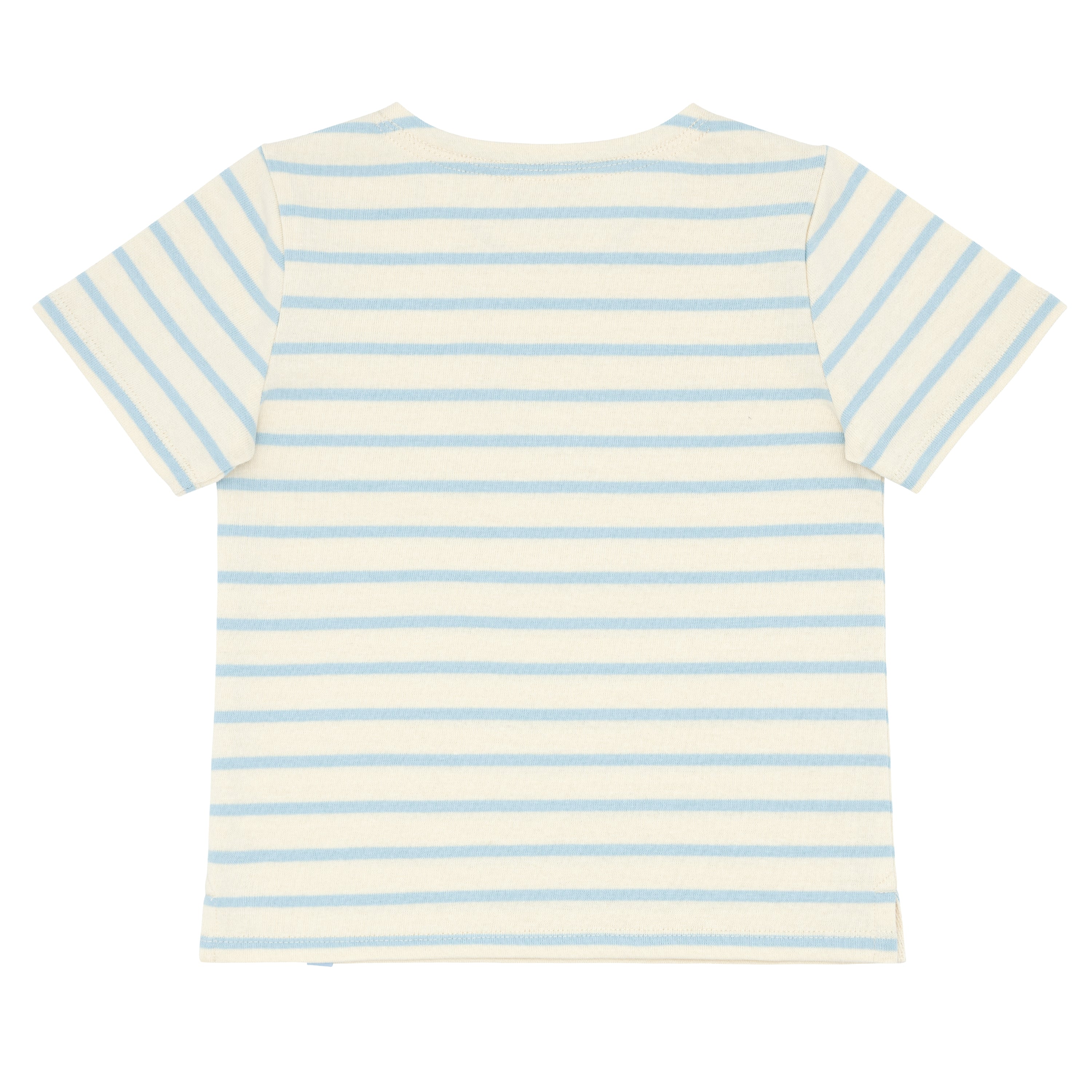 unisex cream and powder blue stripe boatneck tee