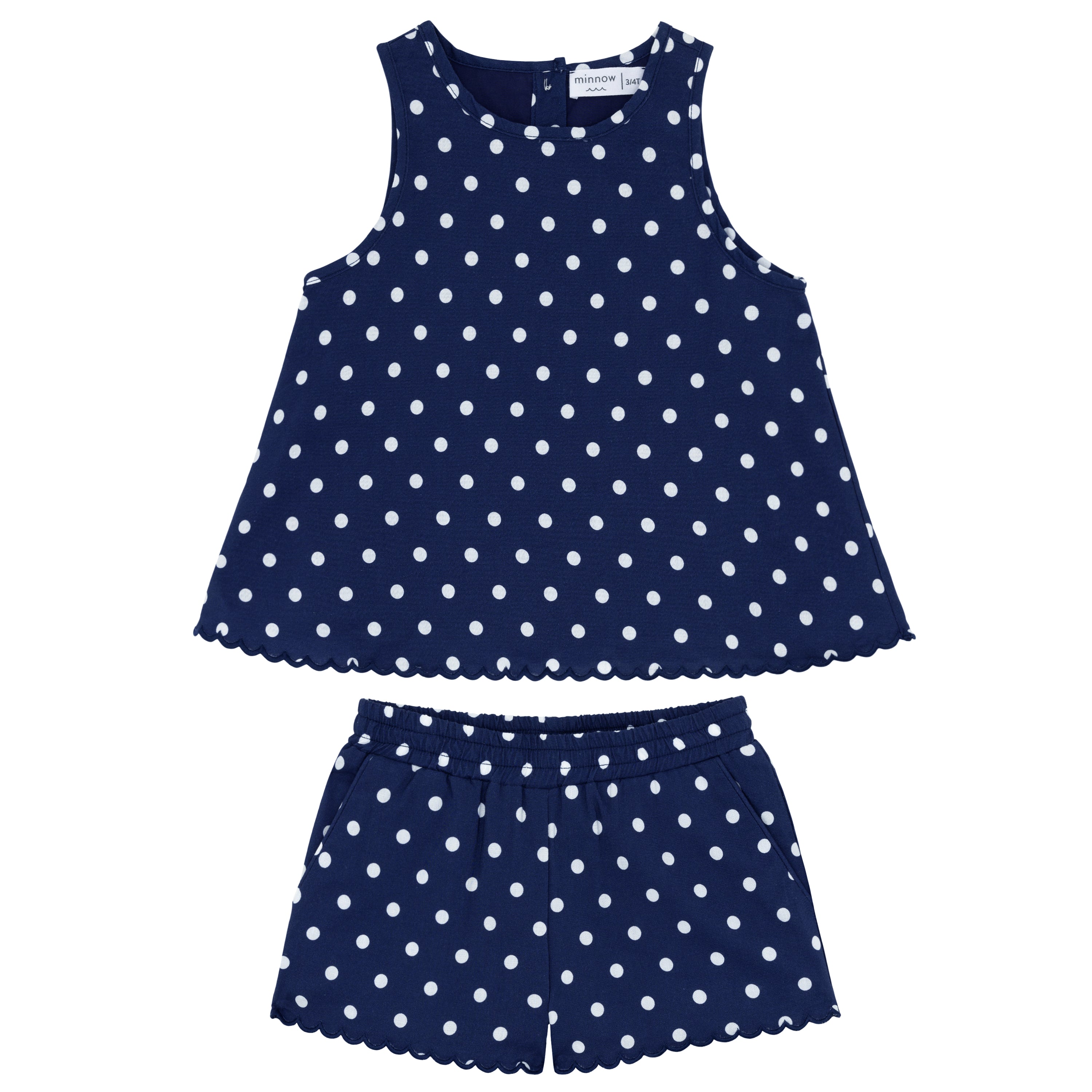 girls atlantic dot scalloped short set