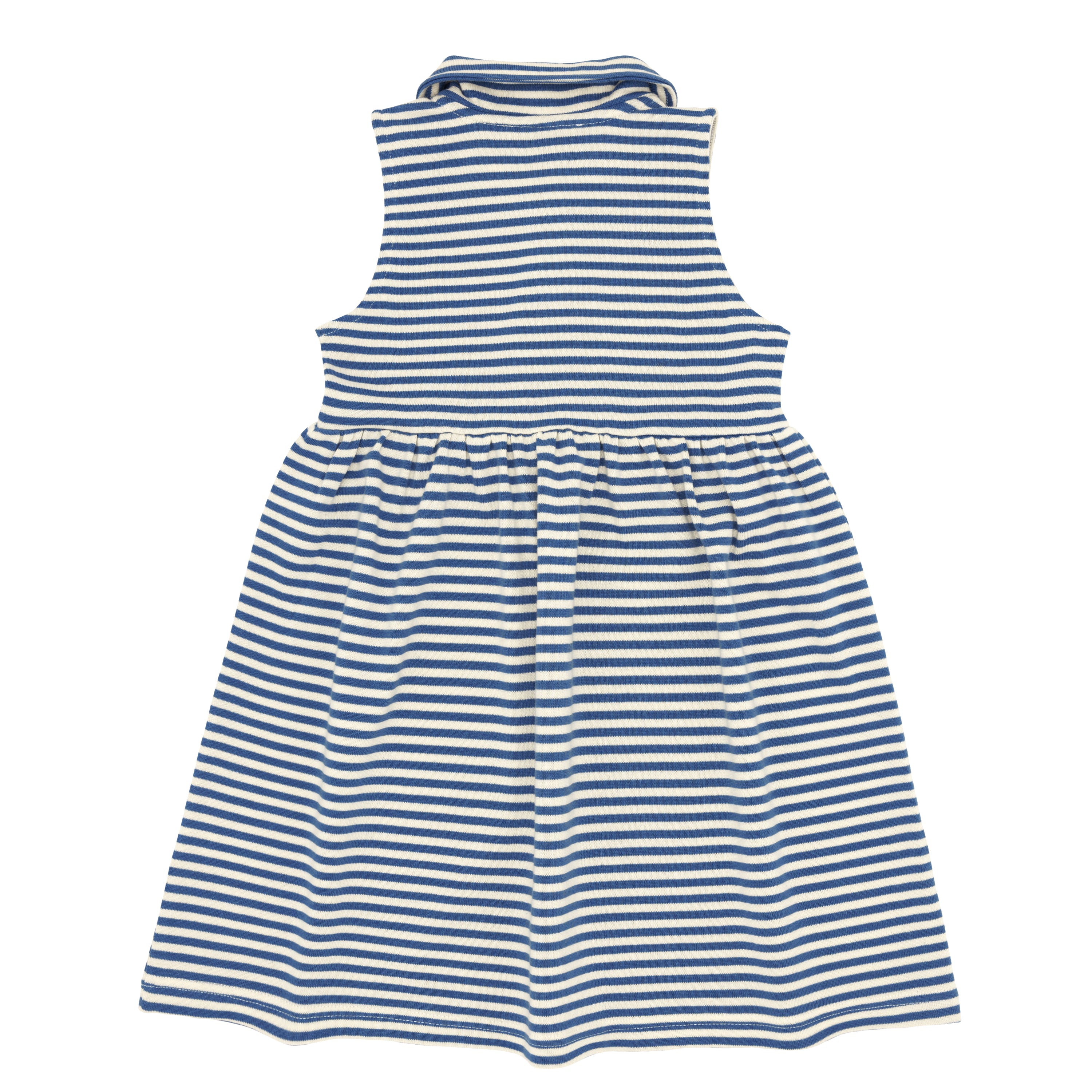 girls cream and denim blue stripe tennis dress