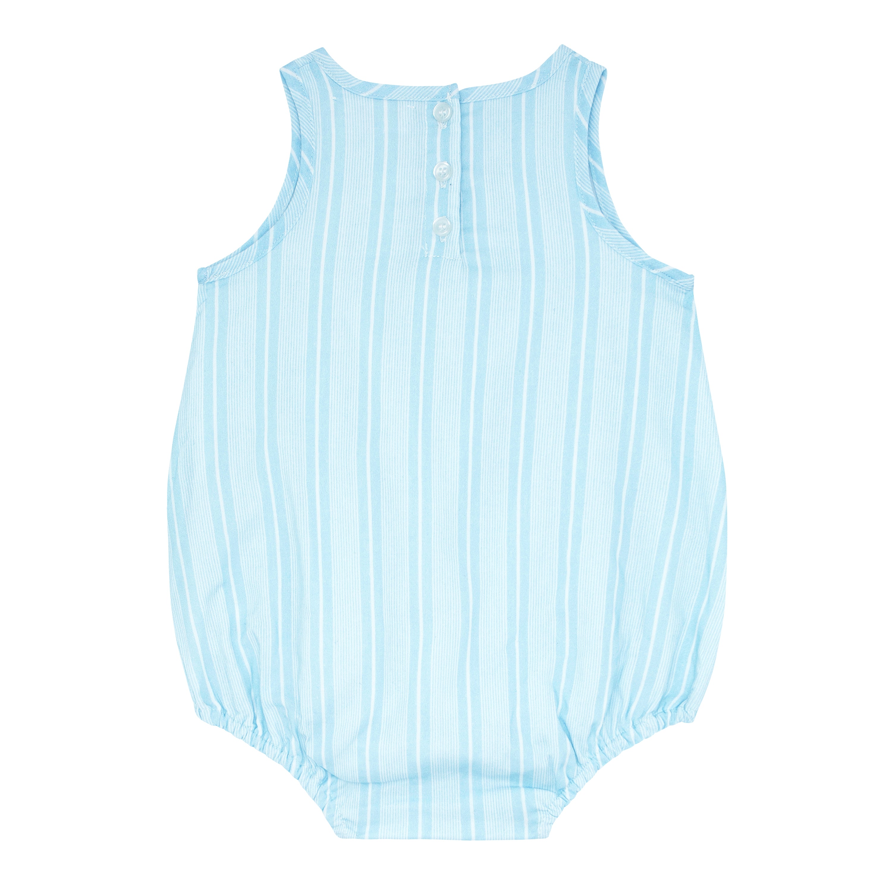 baby pacific blue stripe bubble romper