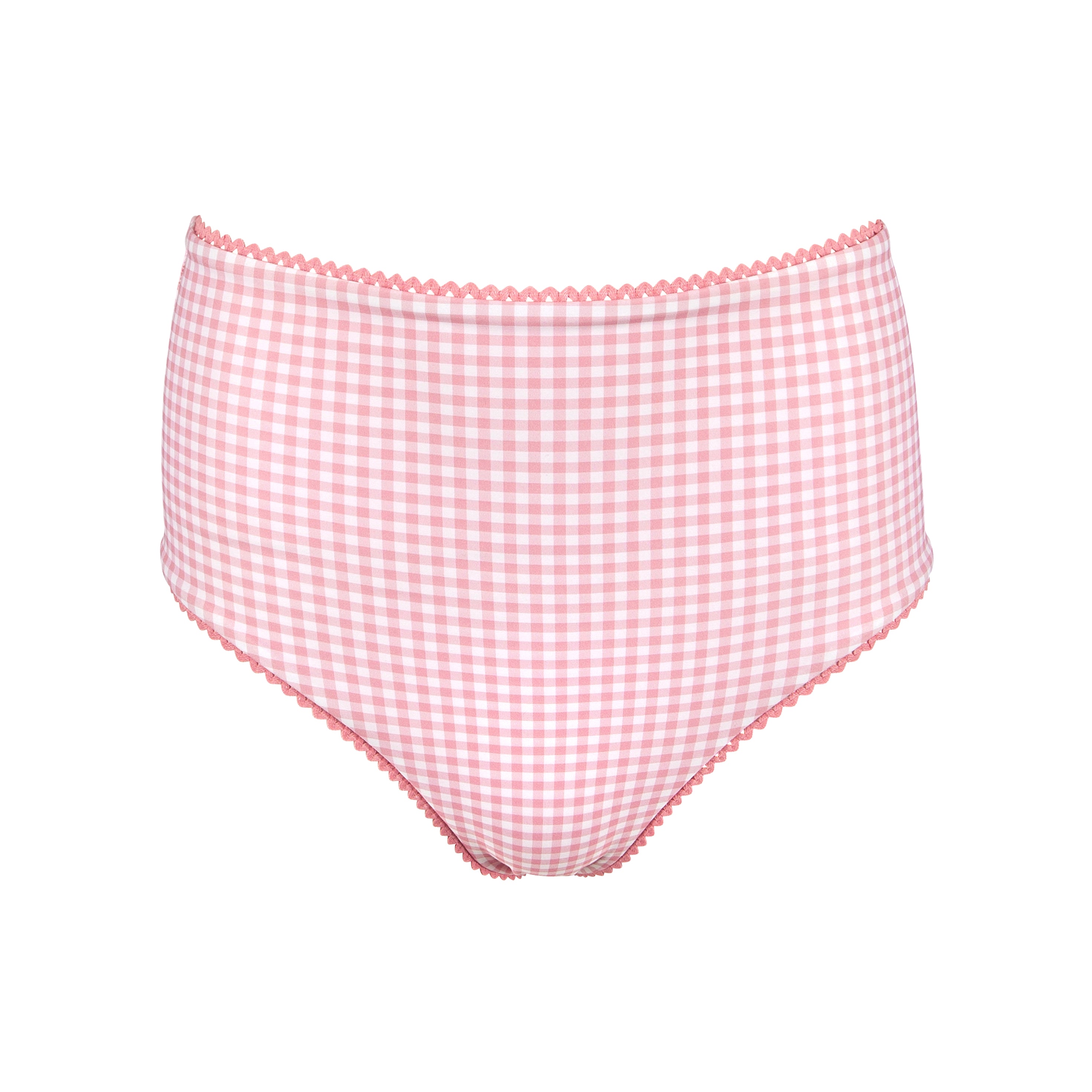 women's pink guava gingham high waist bikini bottom