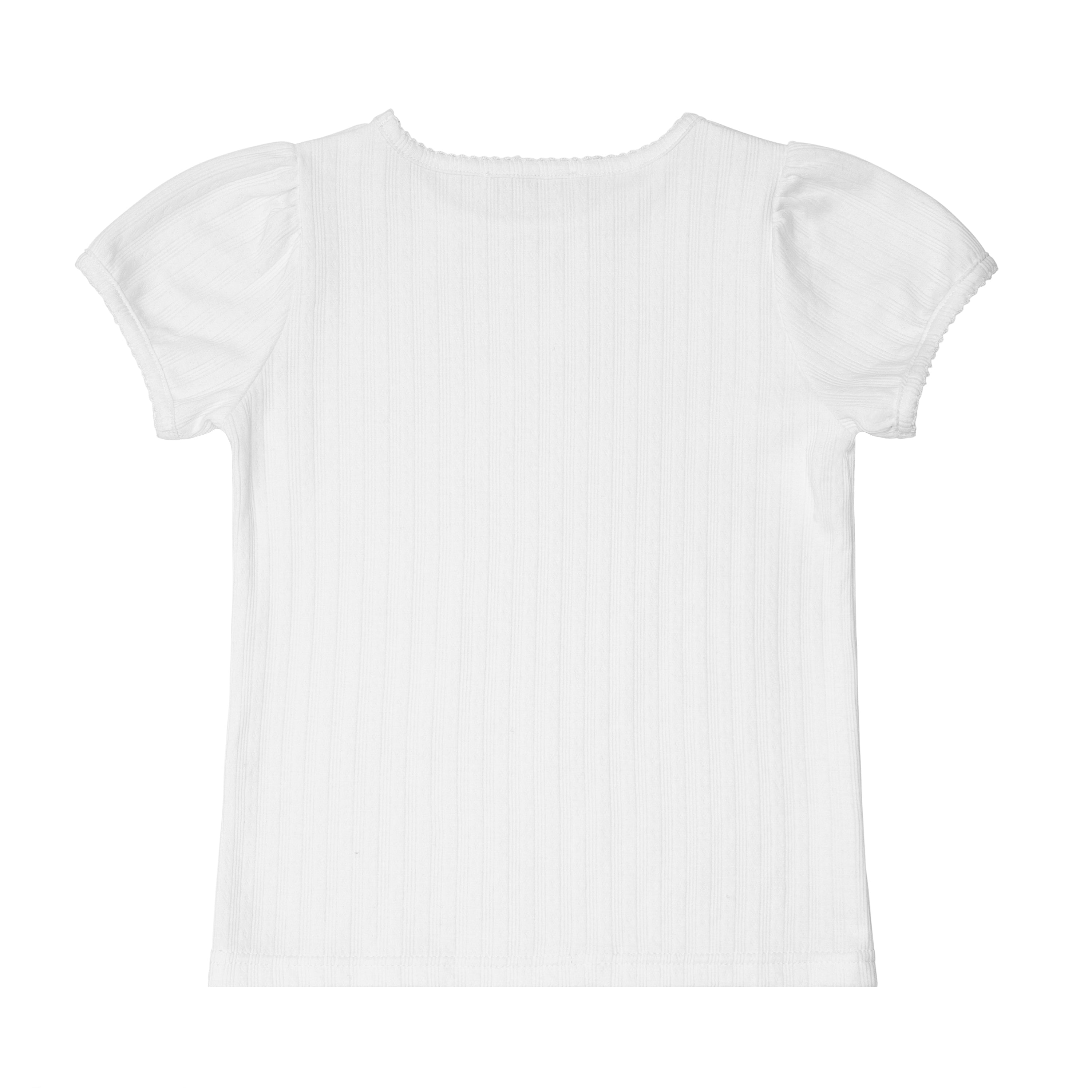 girls white pointelle puff sleeve shirt