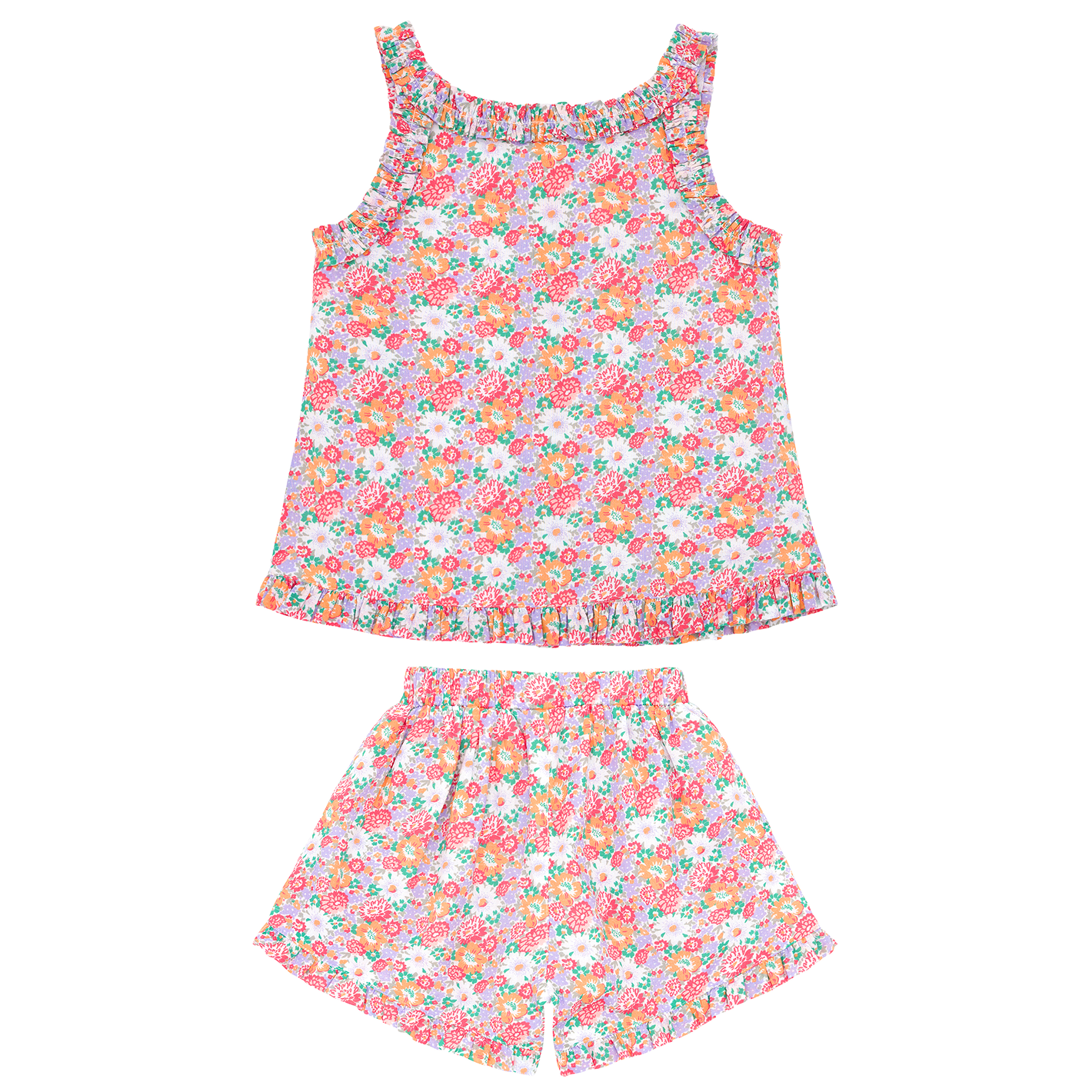 girls island blossom ruffle tank and short set