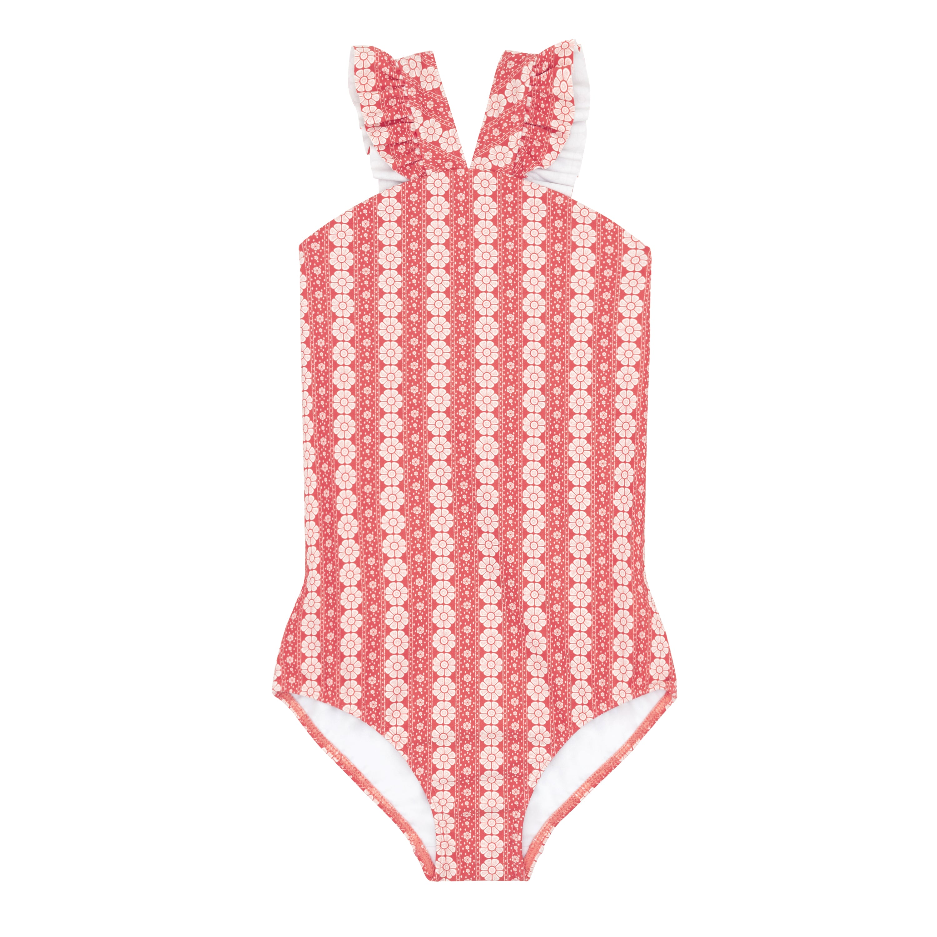 girls regatta red paisley v-neck crossover one piece