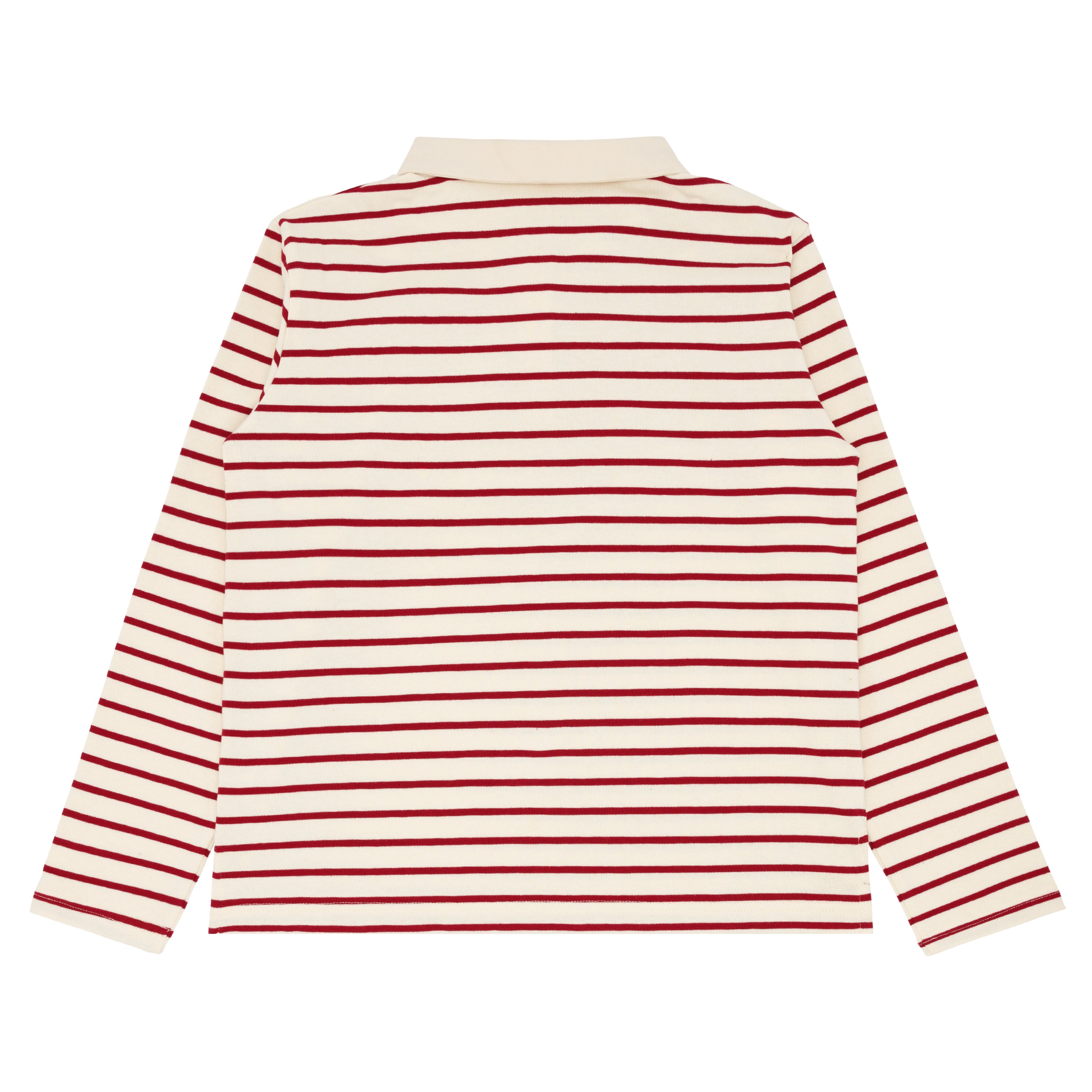 women's red stripe rugby shirt