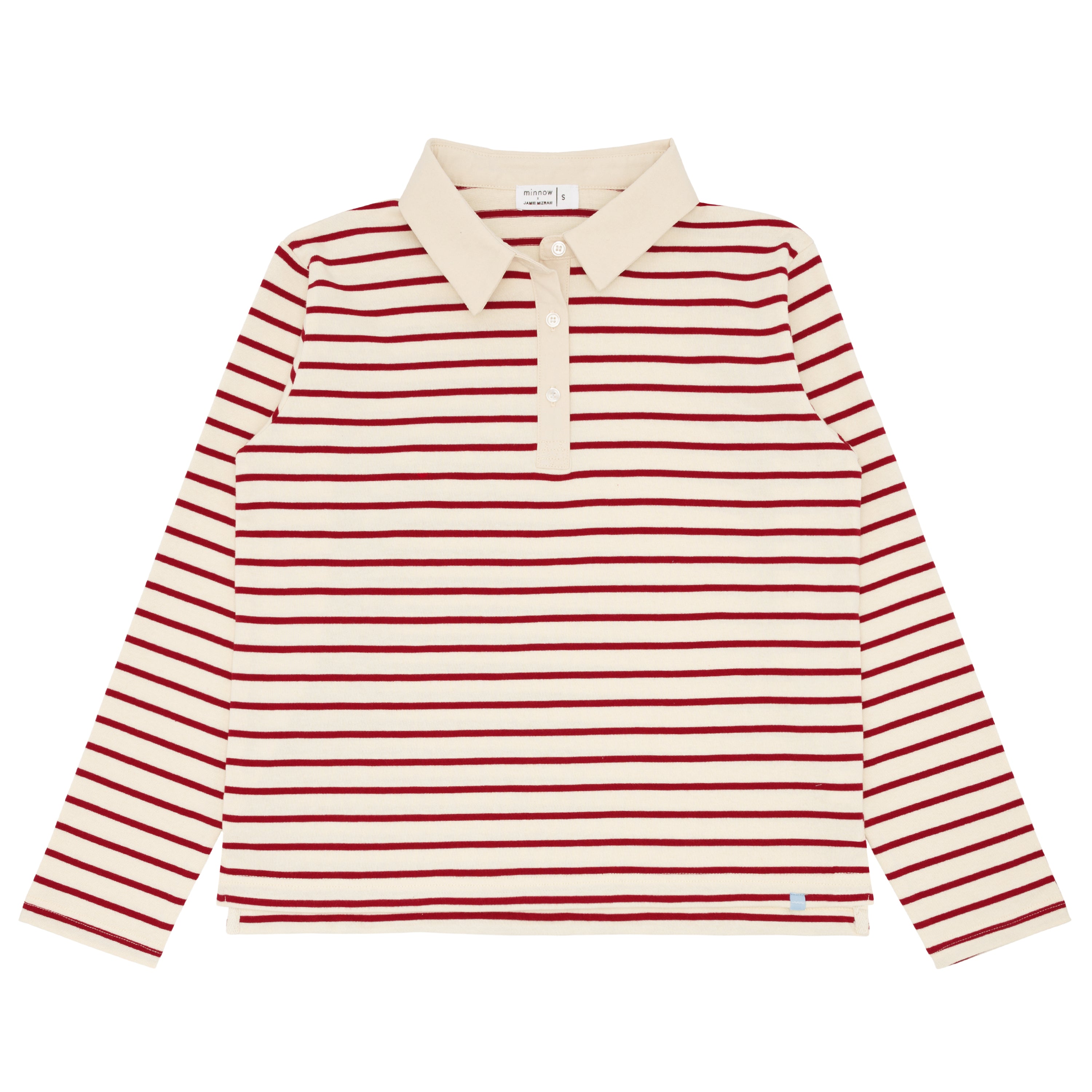 women's red stripe rugby shirt