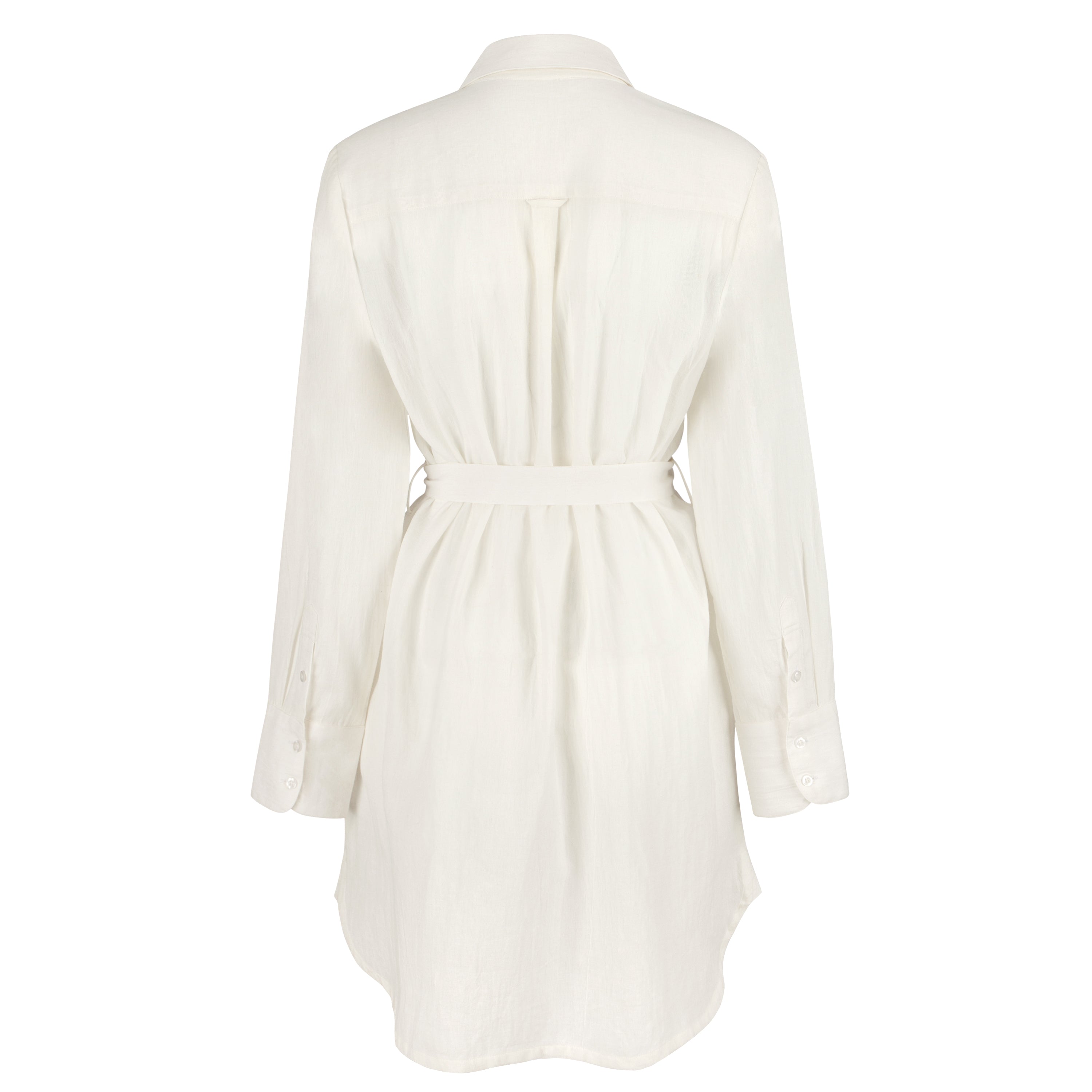 women's long sleeve white cotton button-down dress