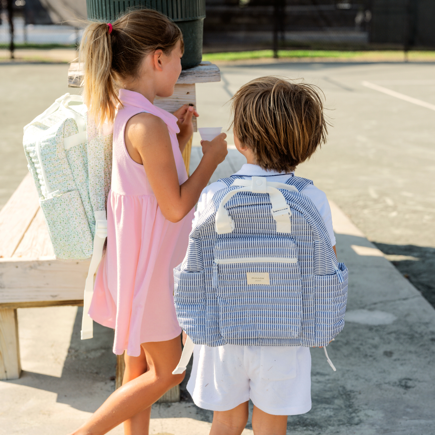 navy stripe coated everyday backpack