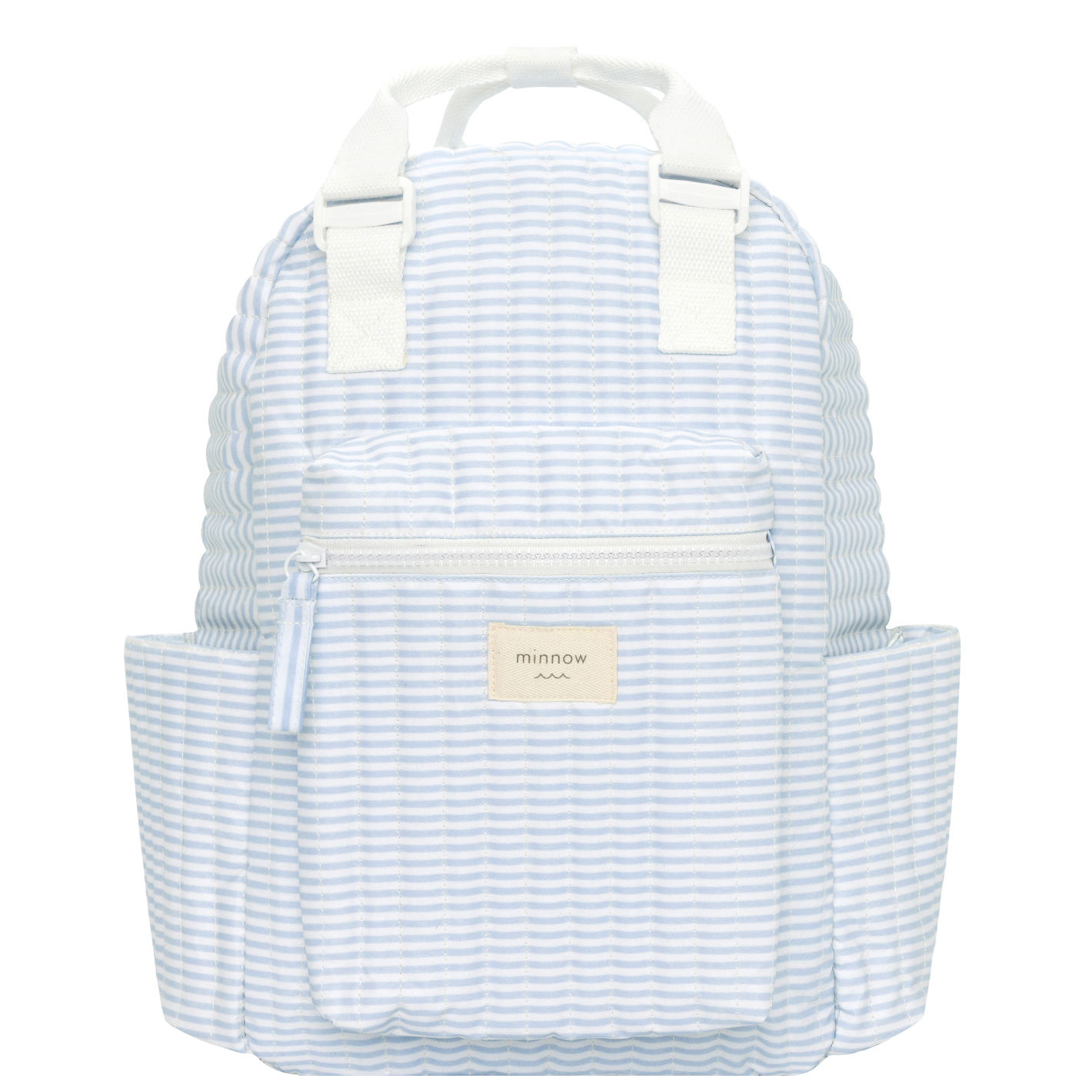 powder blue stripe coated everyday backpack