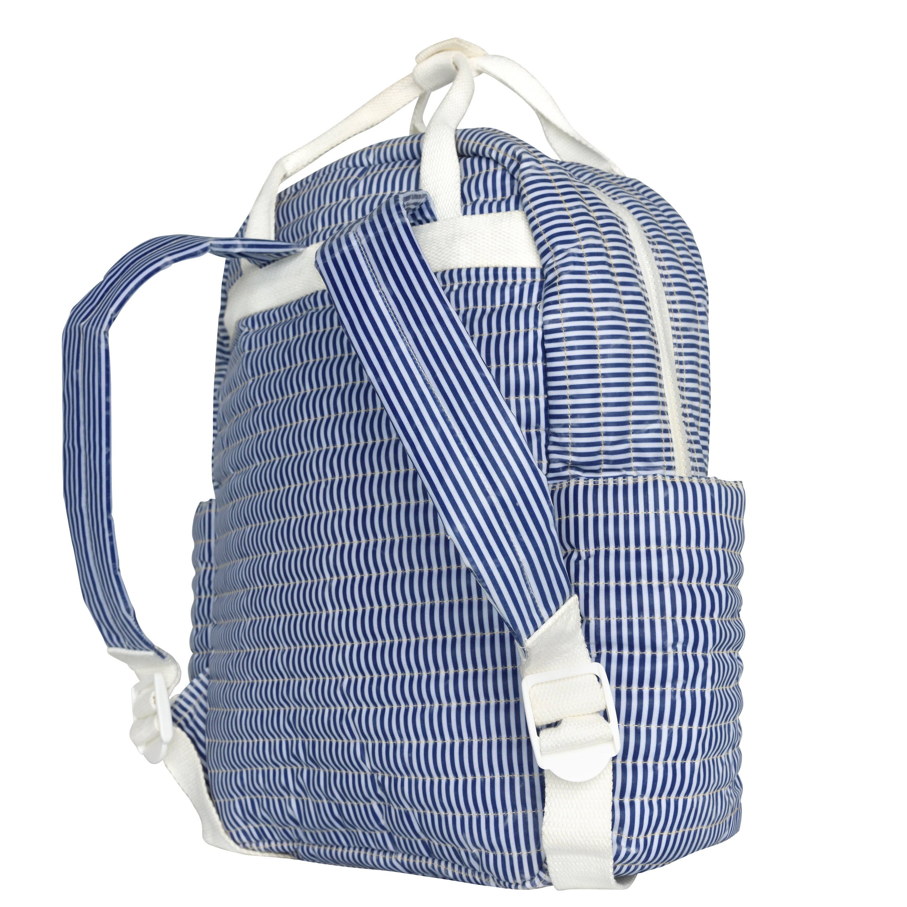 navy stripe coated everyday backpack