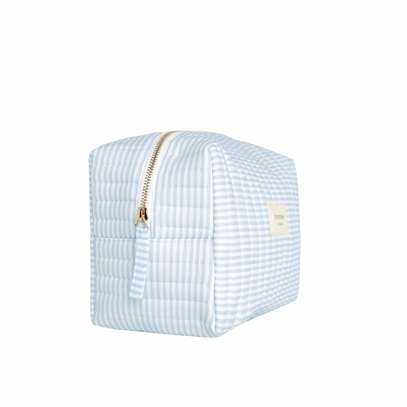 powder blue stripe interior coated travel pouch