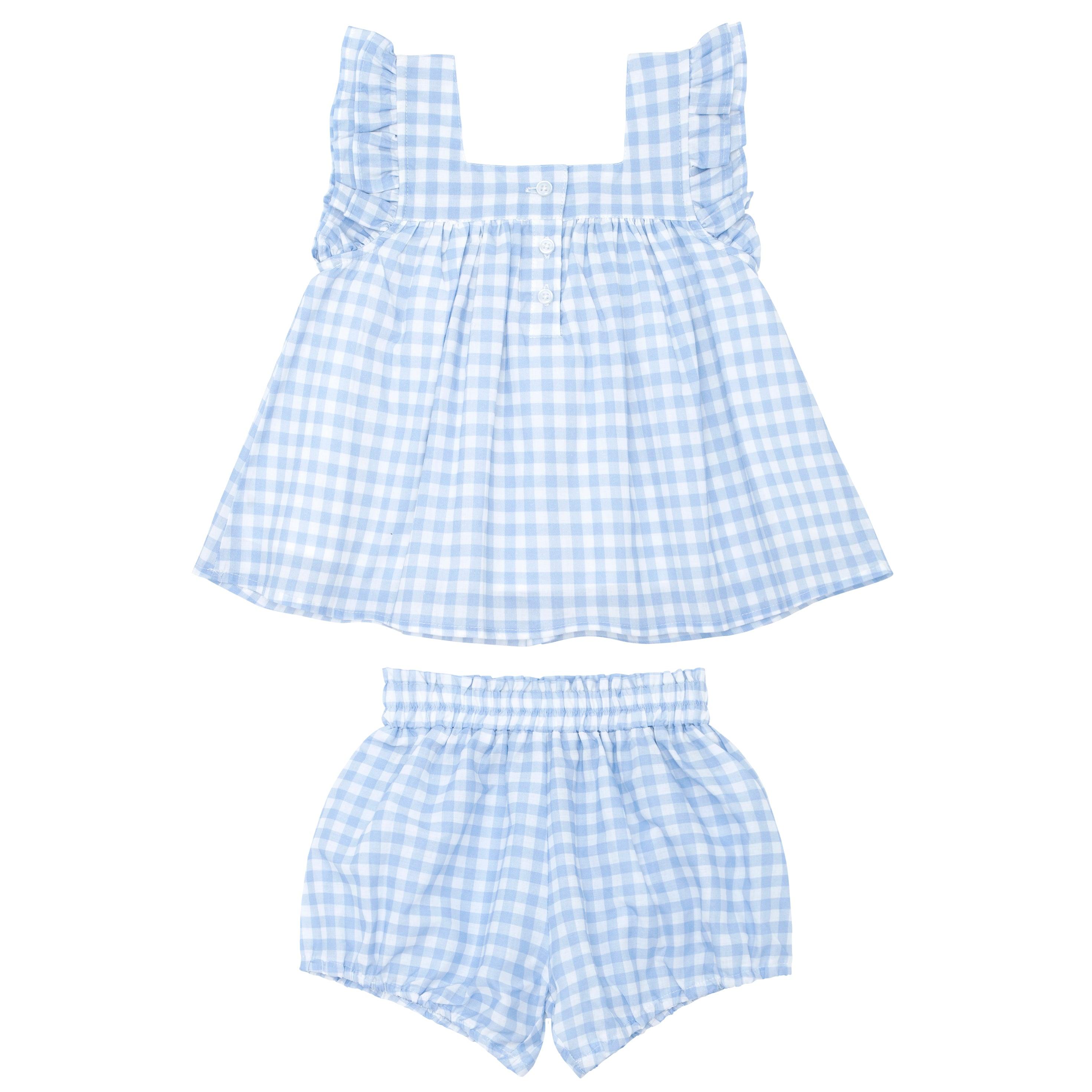 girls oasis blue gingham bloomer set