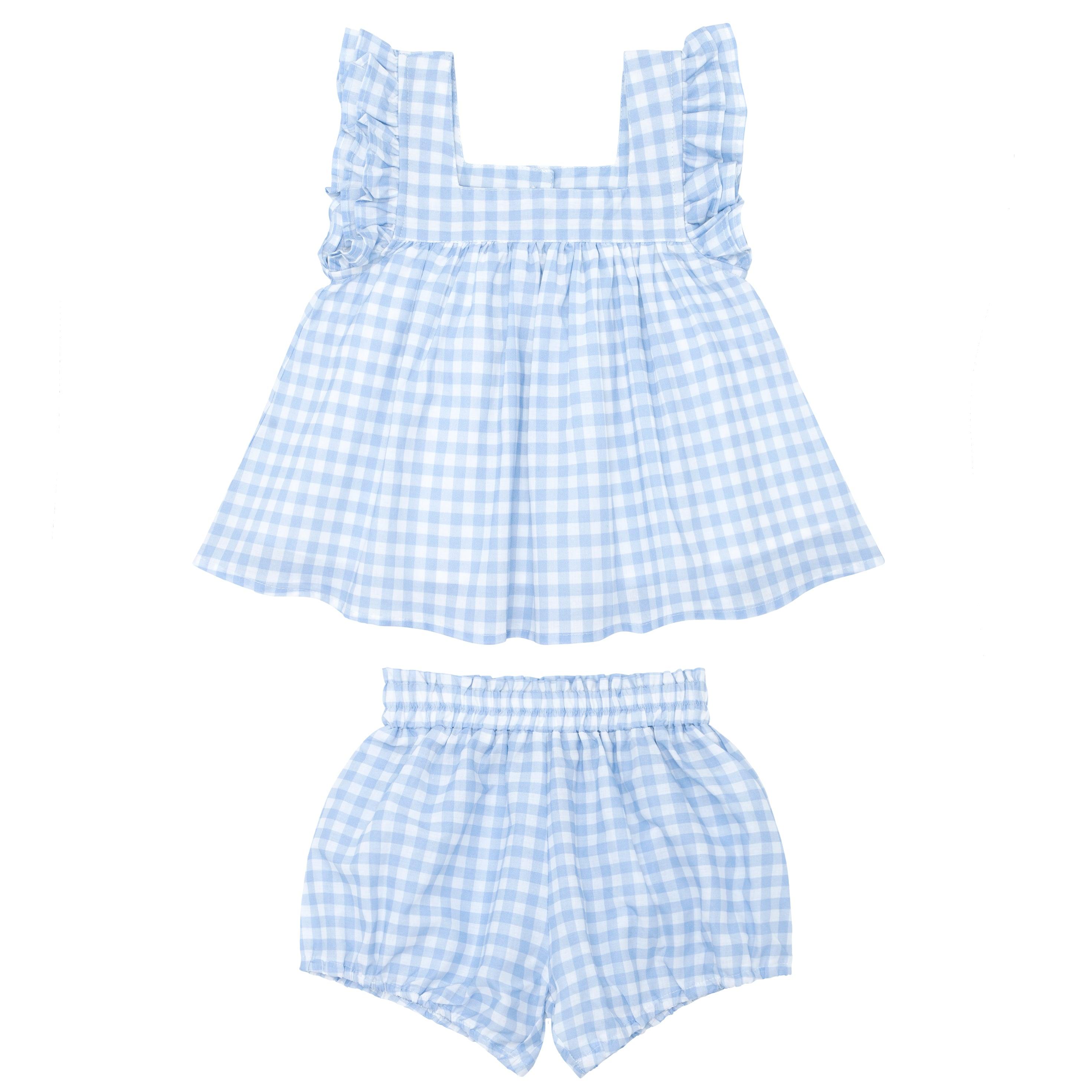 girls oasis blue gingham bloomer set