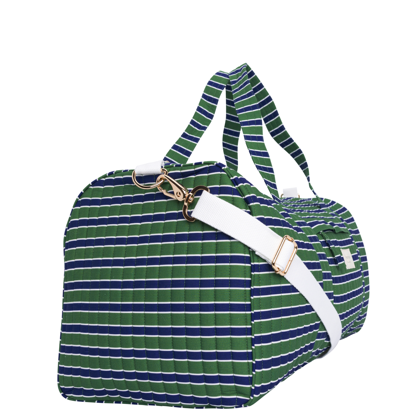 evergreen stripe weekender bag