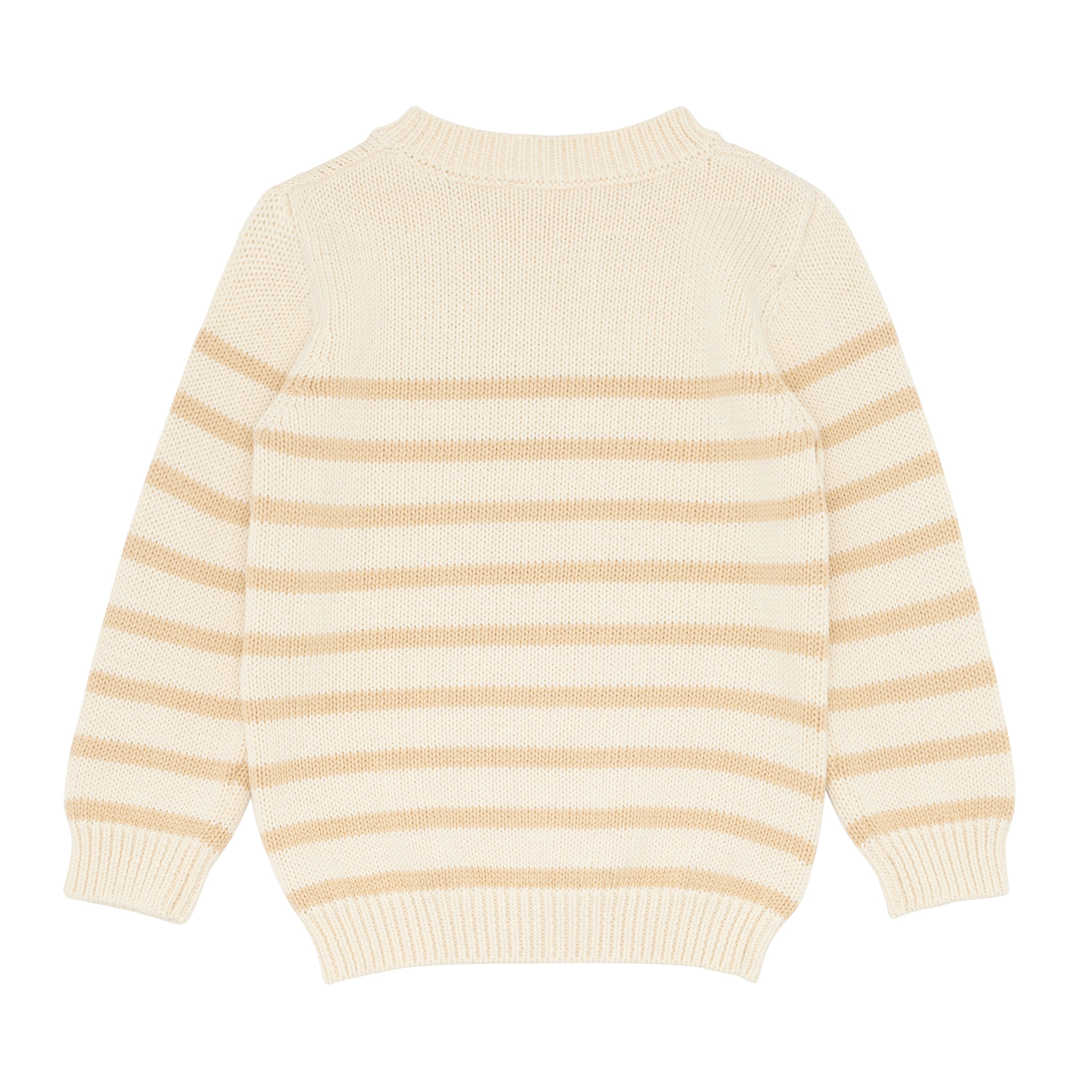 unisex cream and tan stripe knit sweater