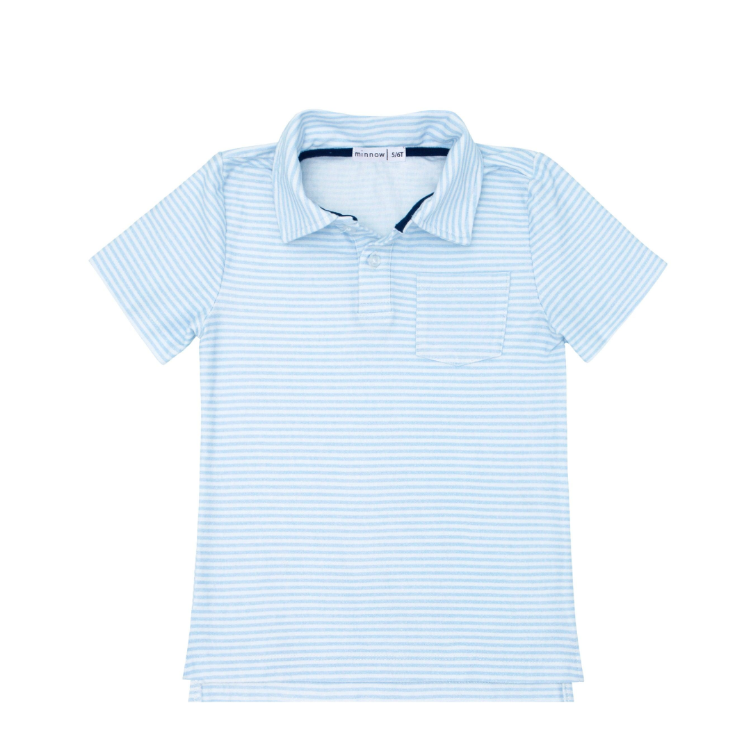 boys powder blue stripe cotton polo