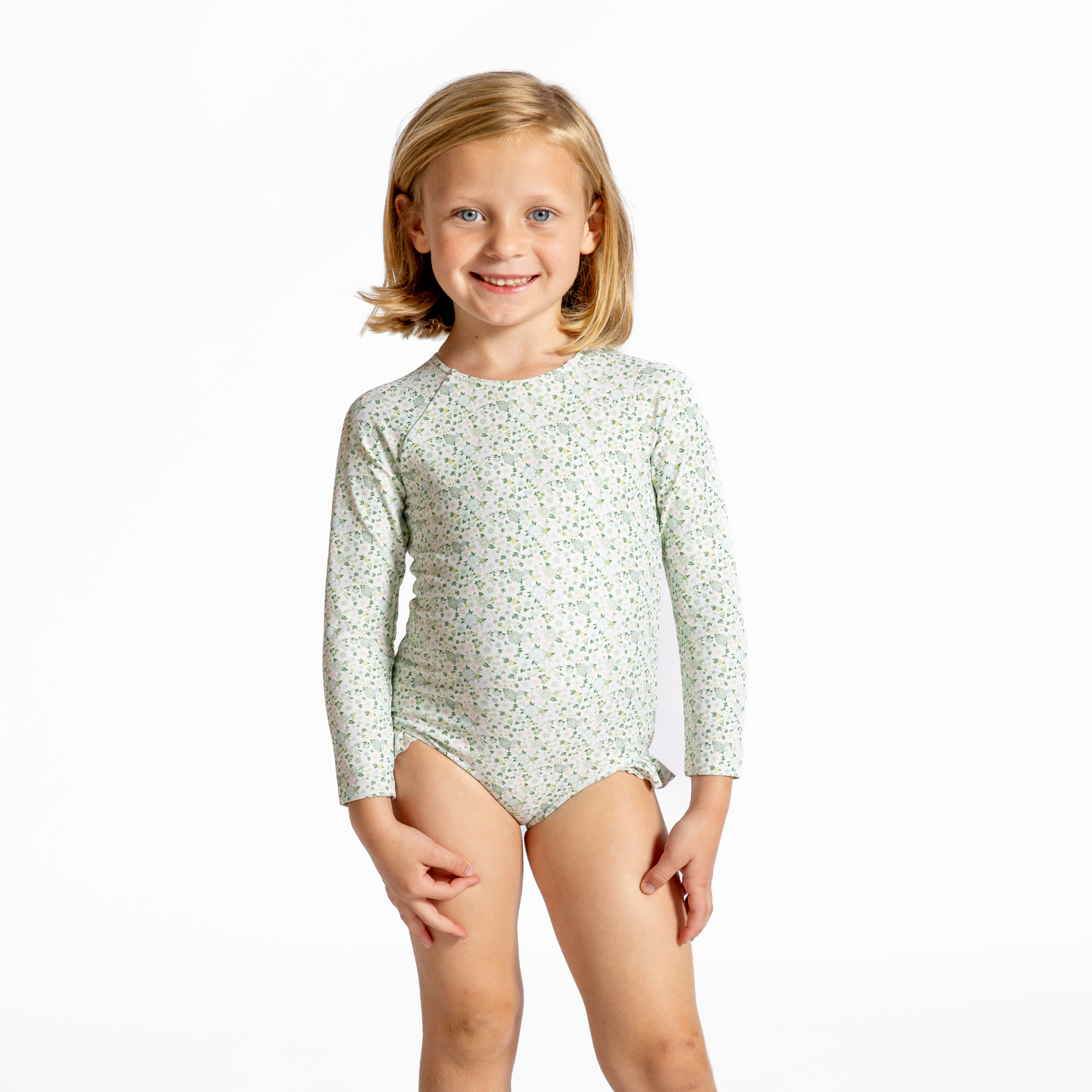 girls sea marsh floral rashguard one piece