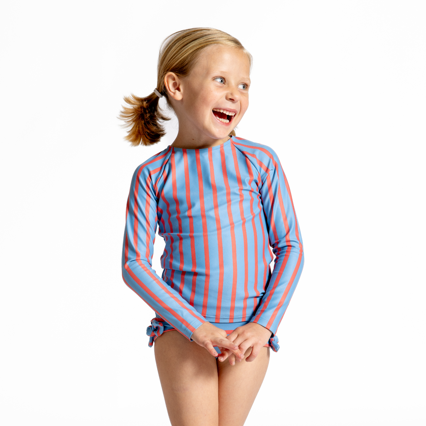 girls maritime stripe rashguard set