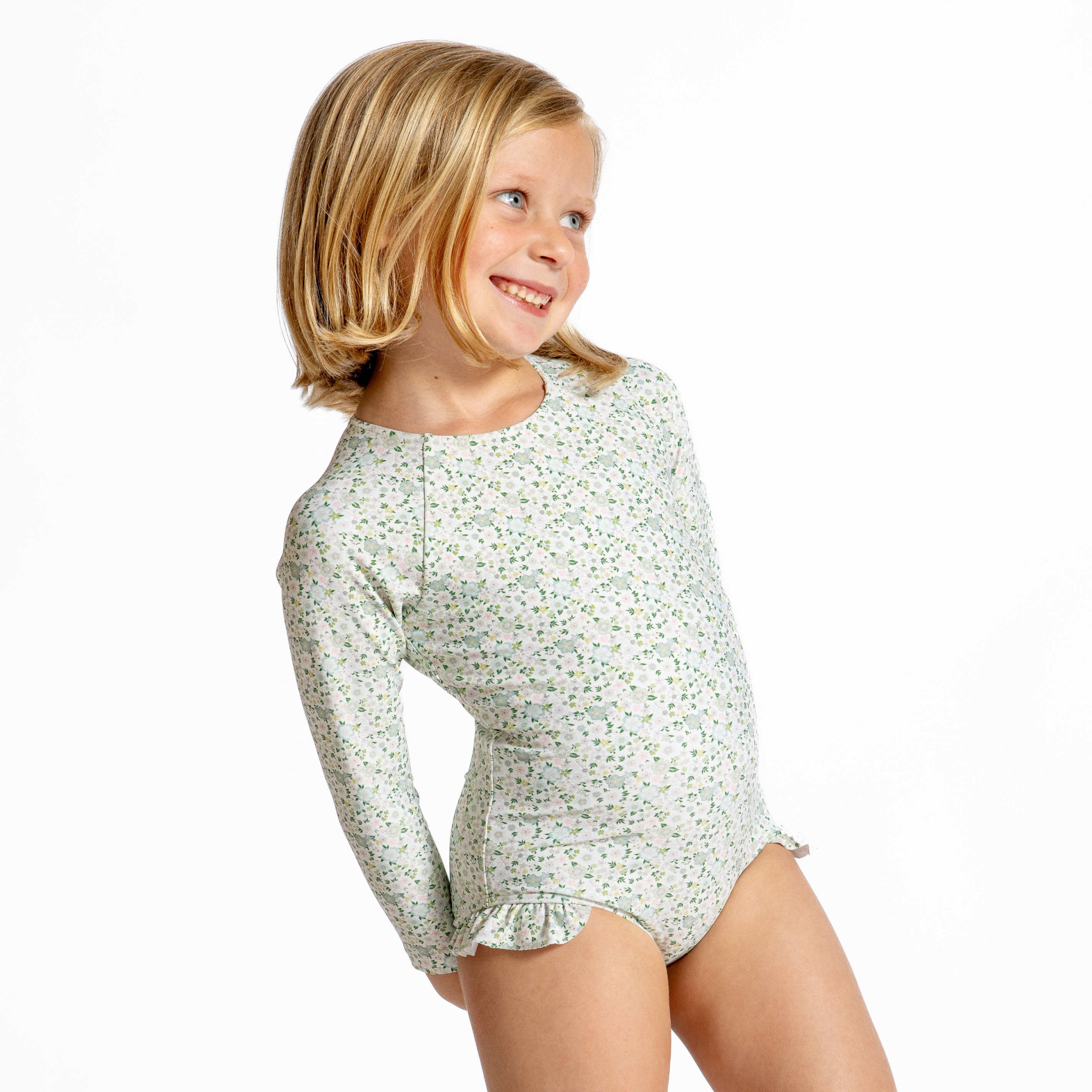 girls sea marsh floral rashguard one piece