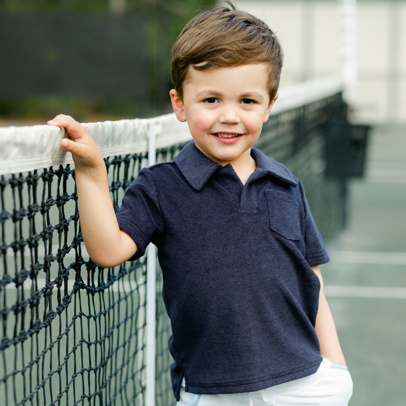 boys navy french terry polo shirt