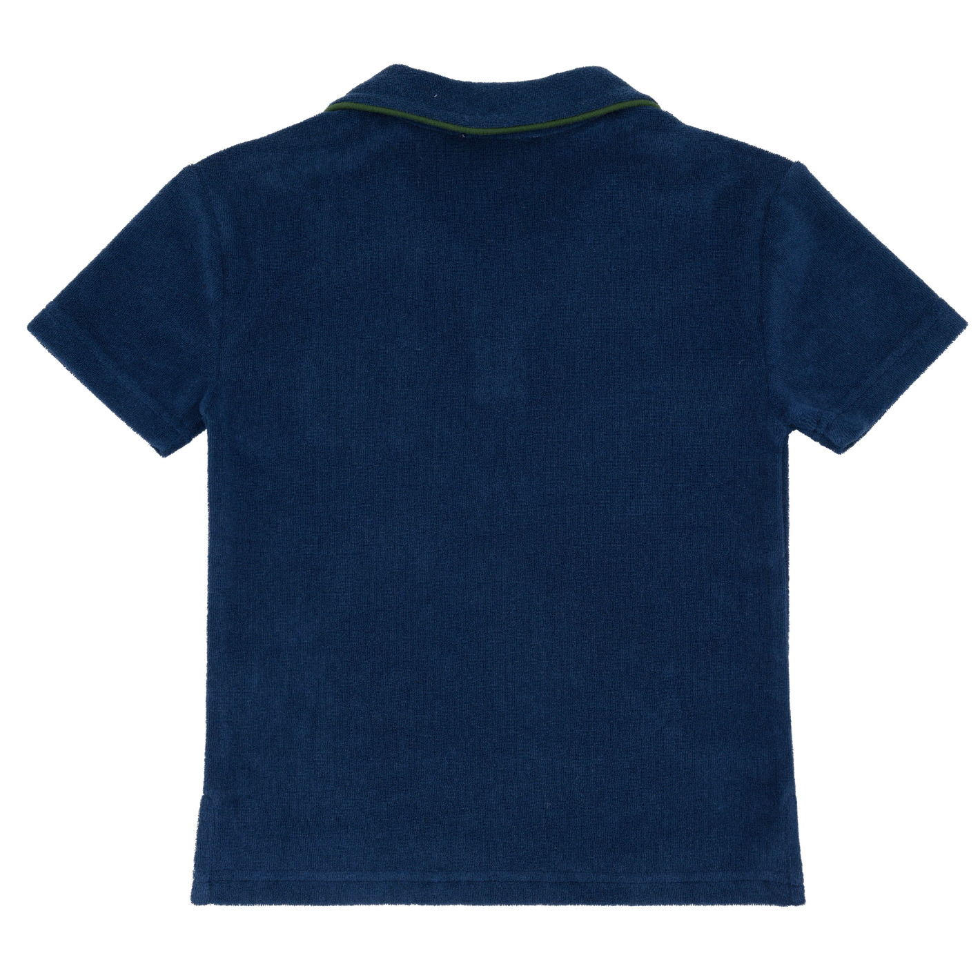 unisex navy french terry polo with evergreen trim