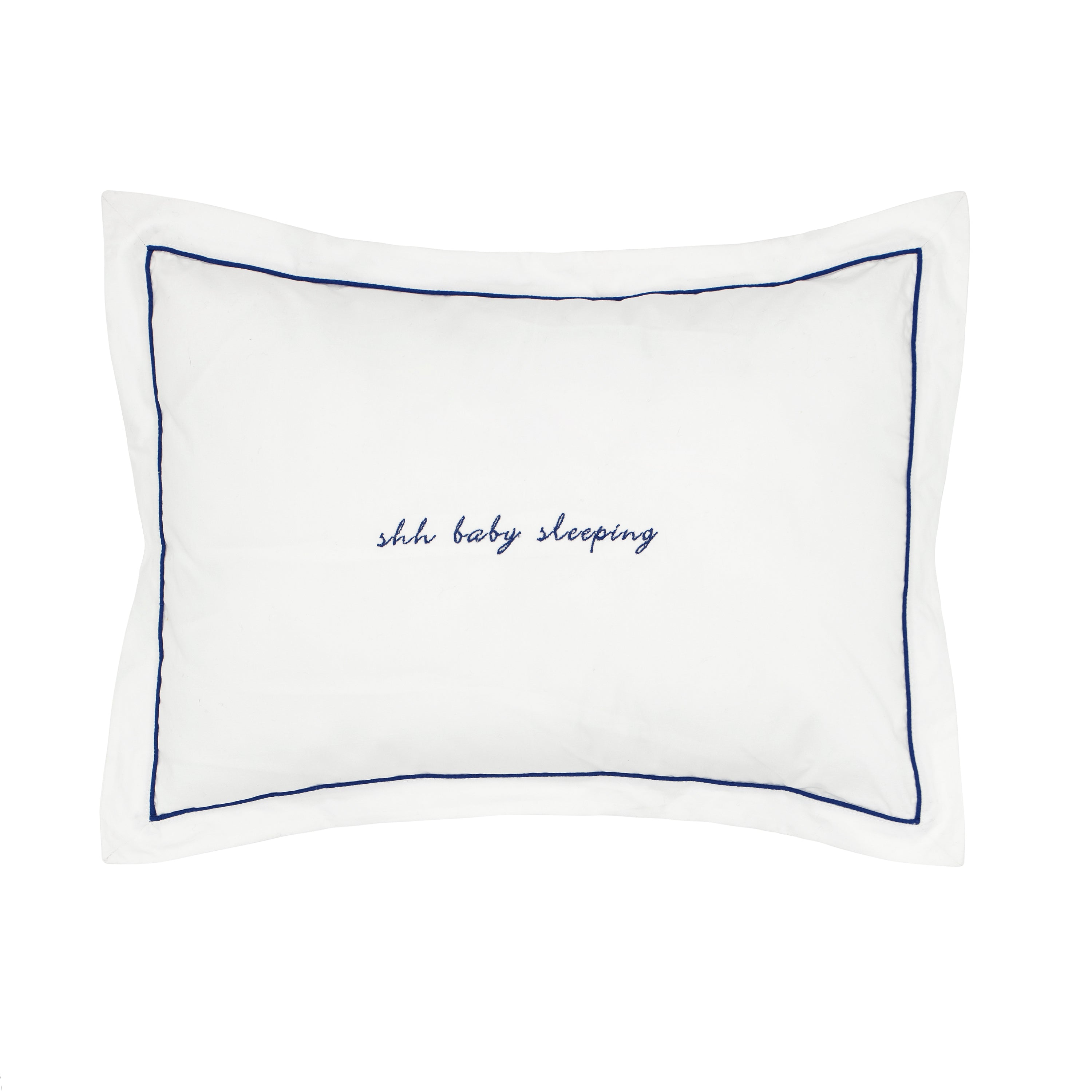 navy trim decorative pillow