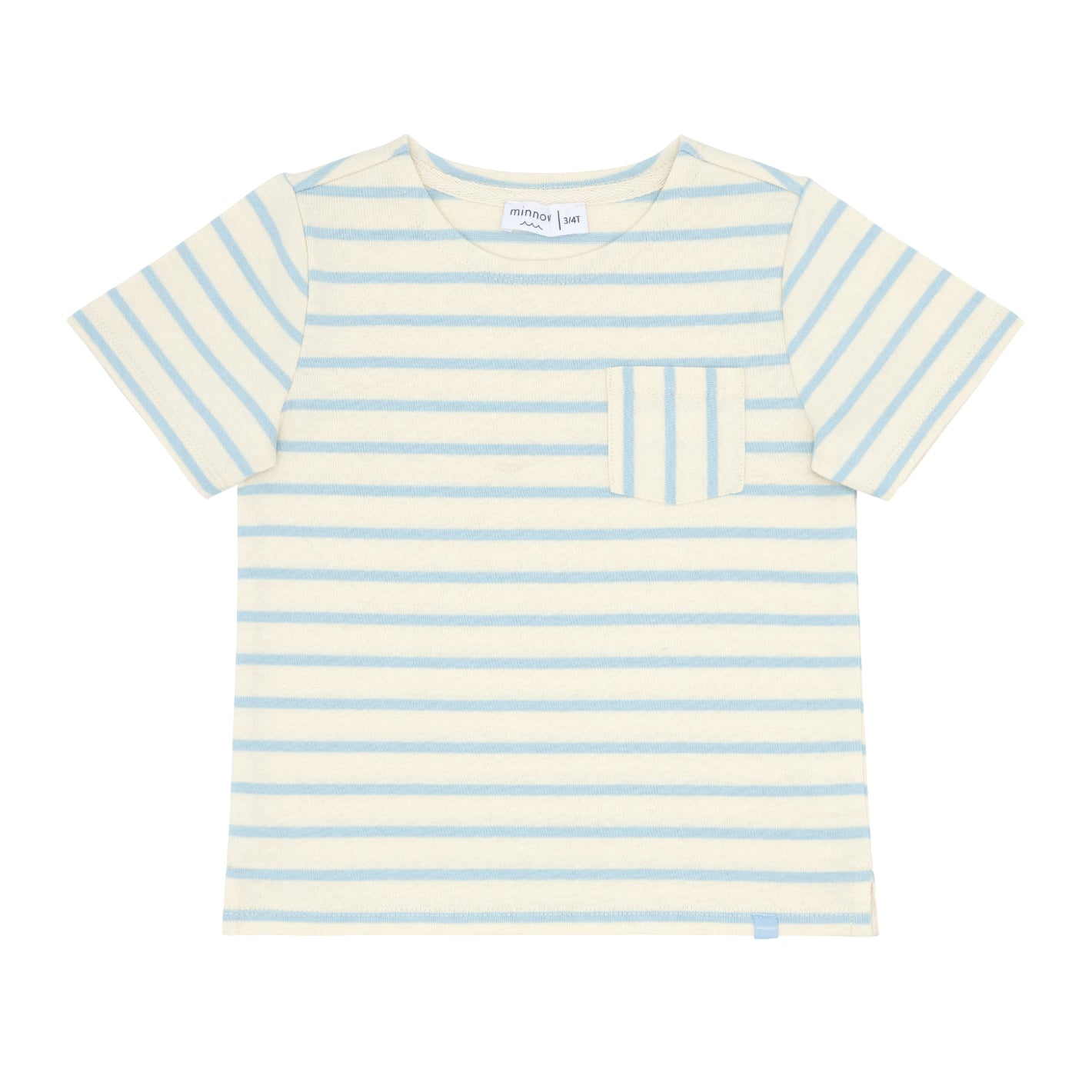 unisex cream and powder blue stripe boatneck tee