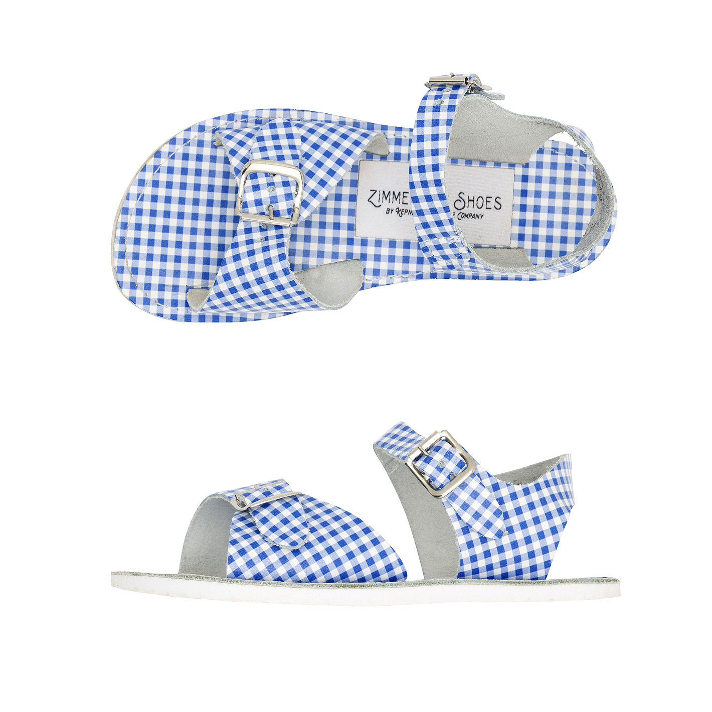 minnow x zimmerman sky blue gingham sandal