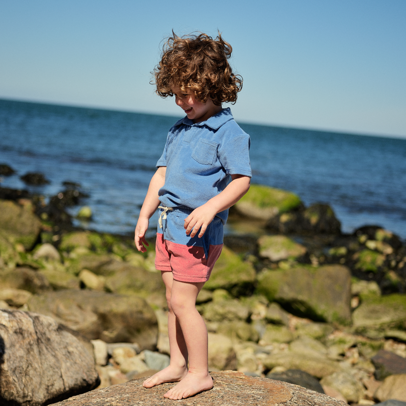 boys surfside blue and east end red colorblock french terry short