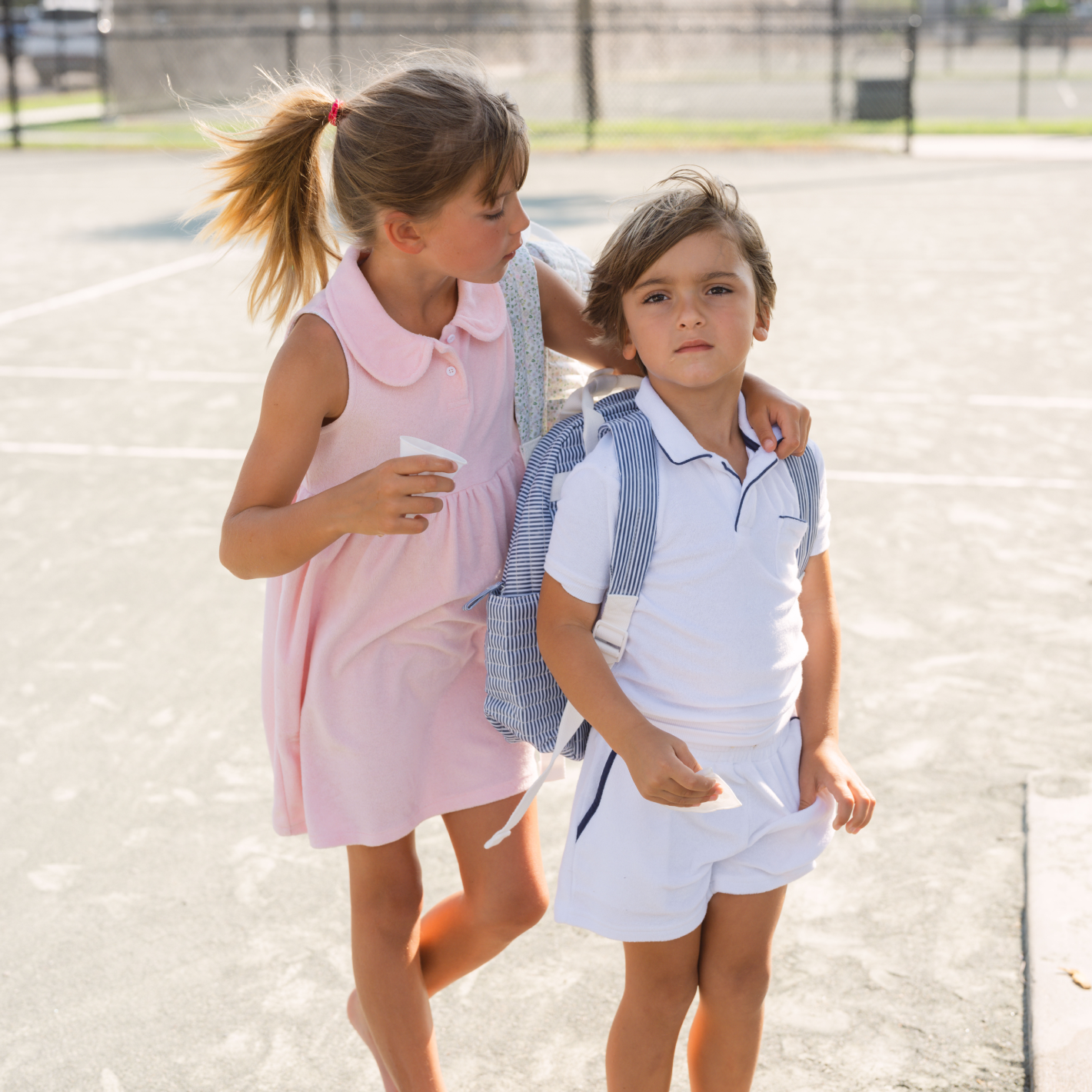 girls pink french terry tennis dress