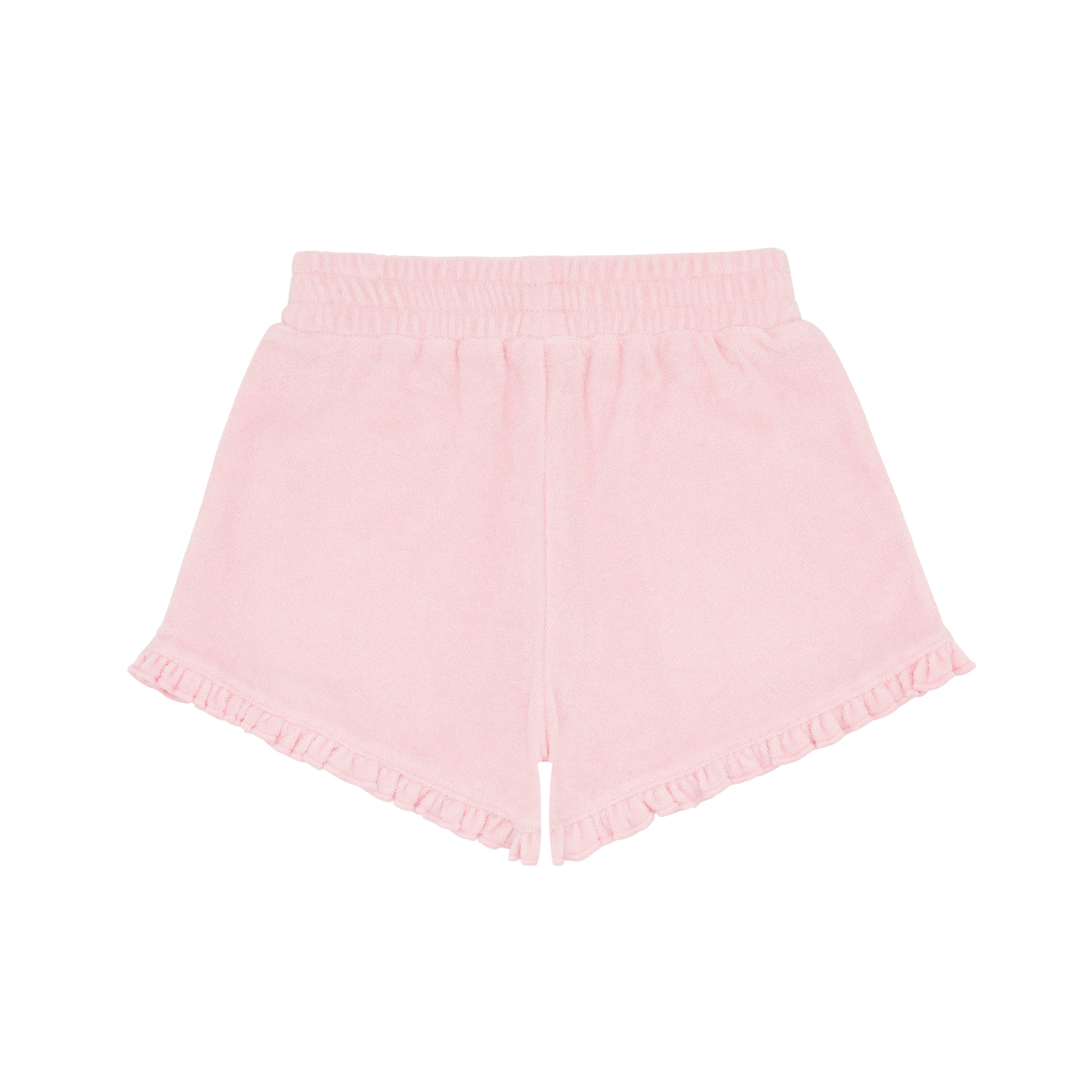 girls pink ruffle french terry short