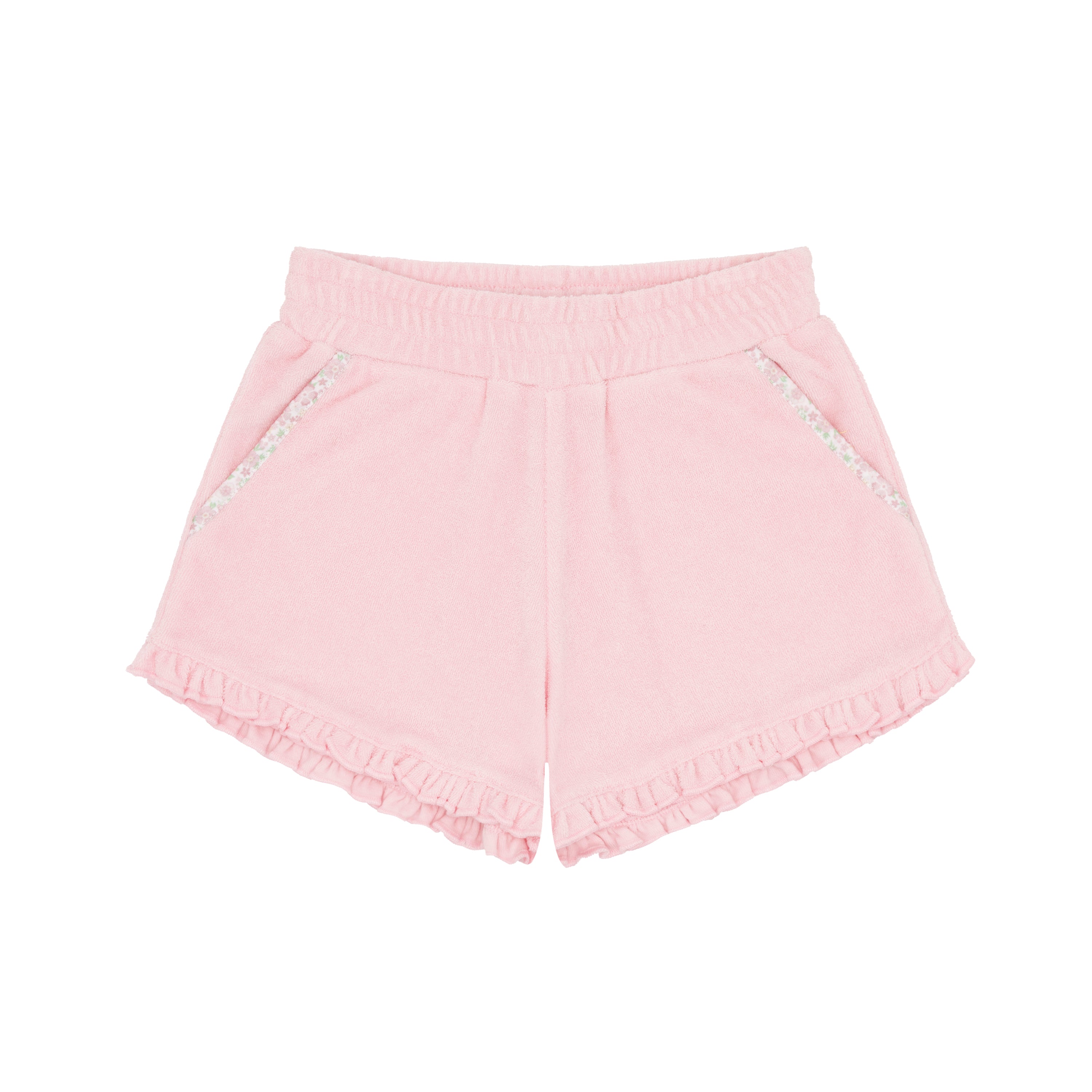 girls pink ruffle french terry short