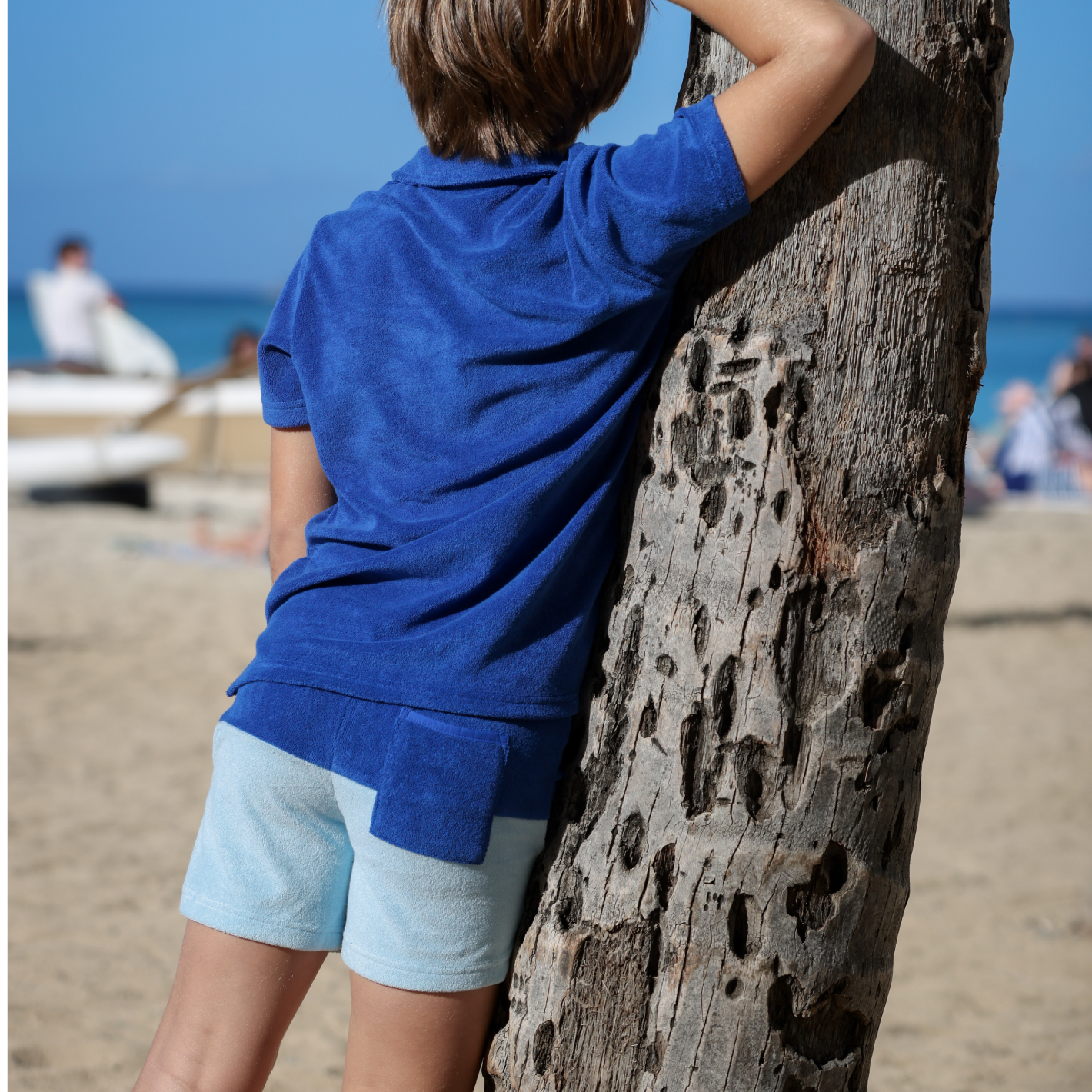 boys pacific and cove blue colorblock french terry short