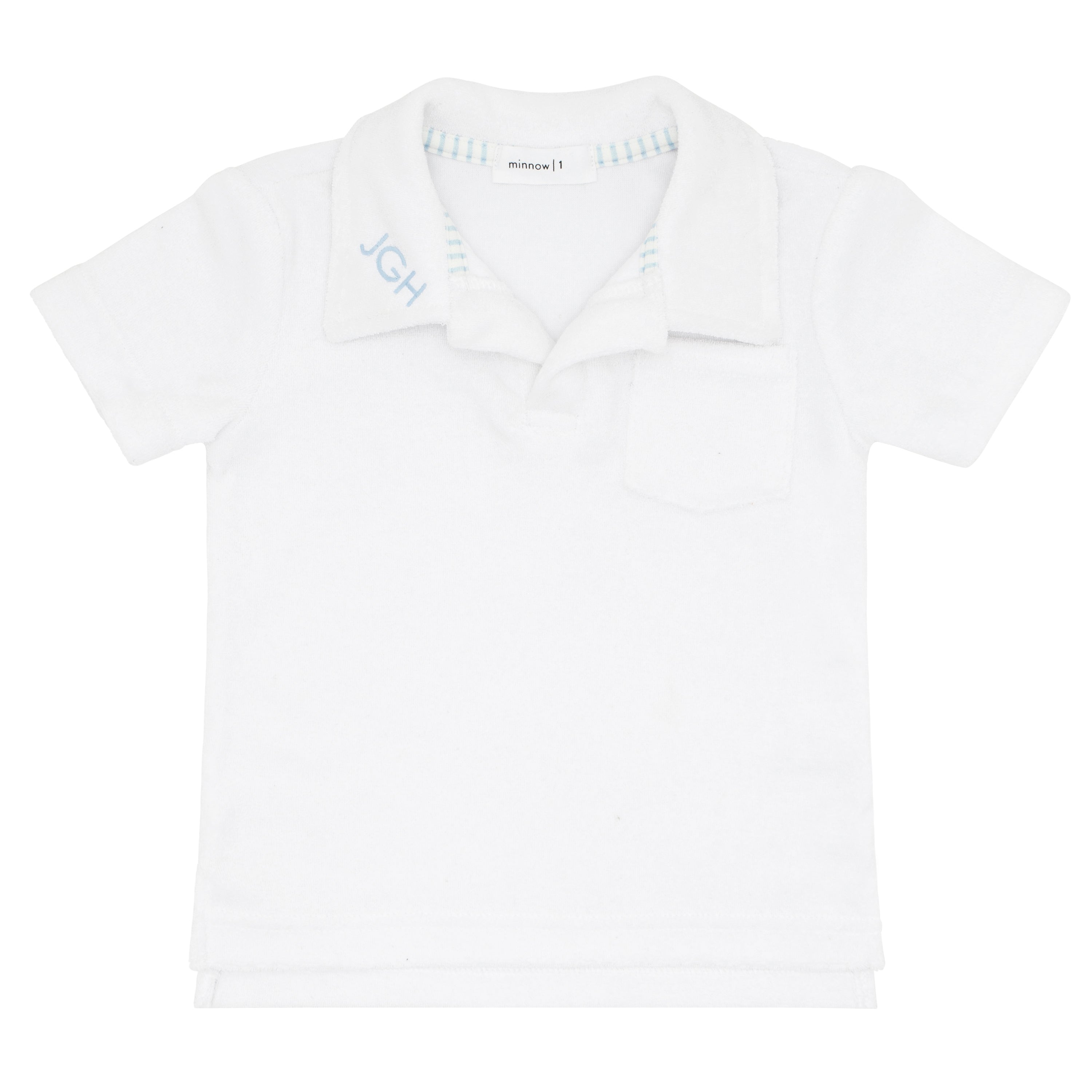 boys white french terry polo shirt