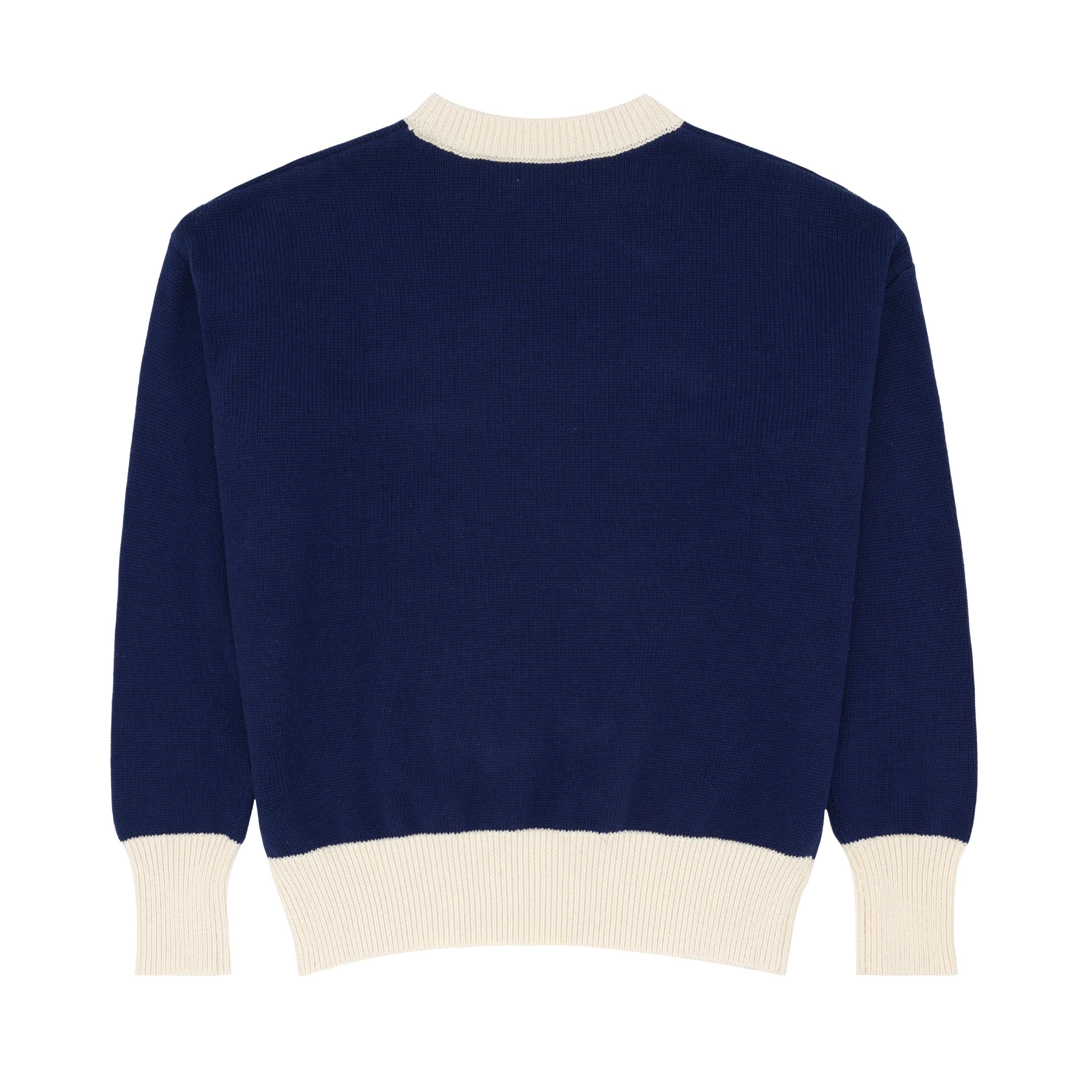 women's navy with cream trim knit sweater