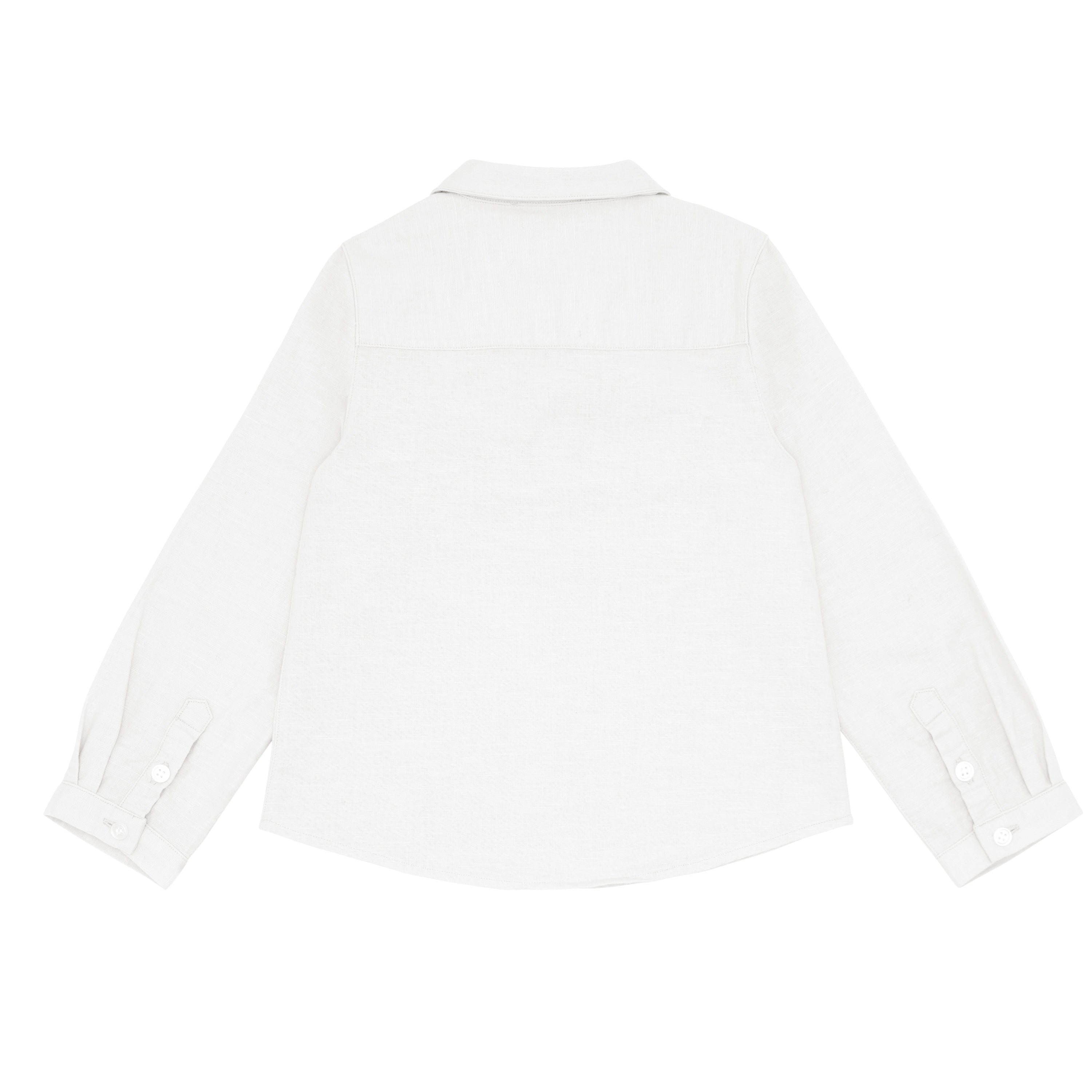 boys white long sleeve pop-over shirt