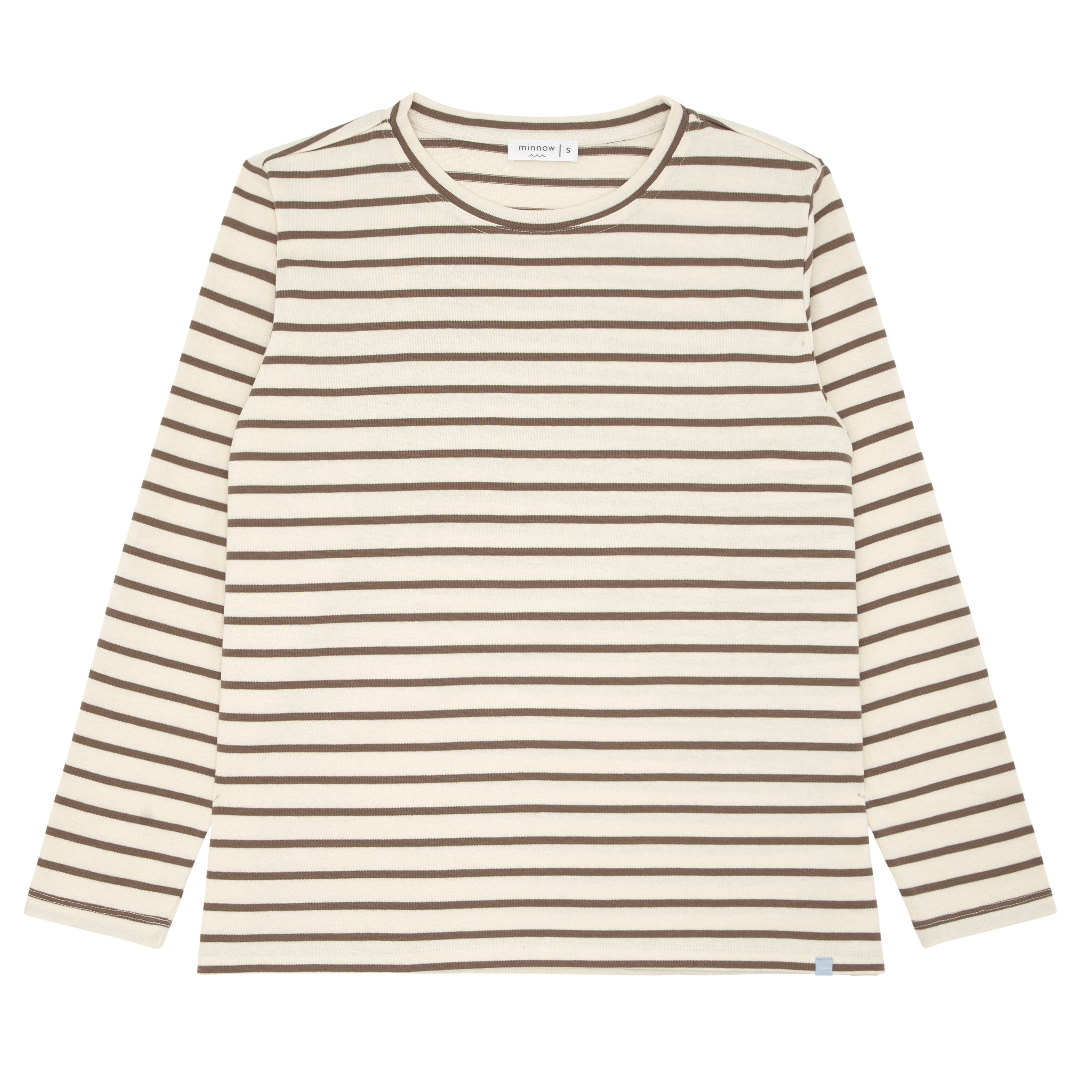 women's cream and mocha stripe long sleeve knit tee