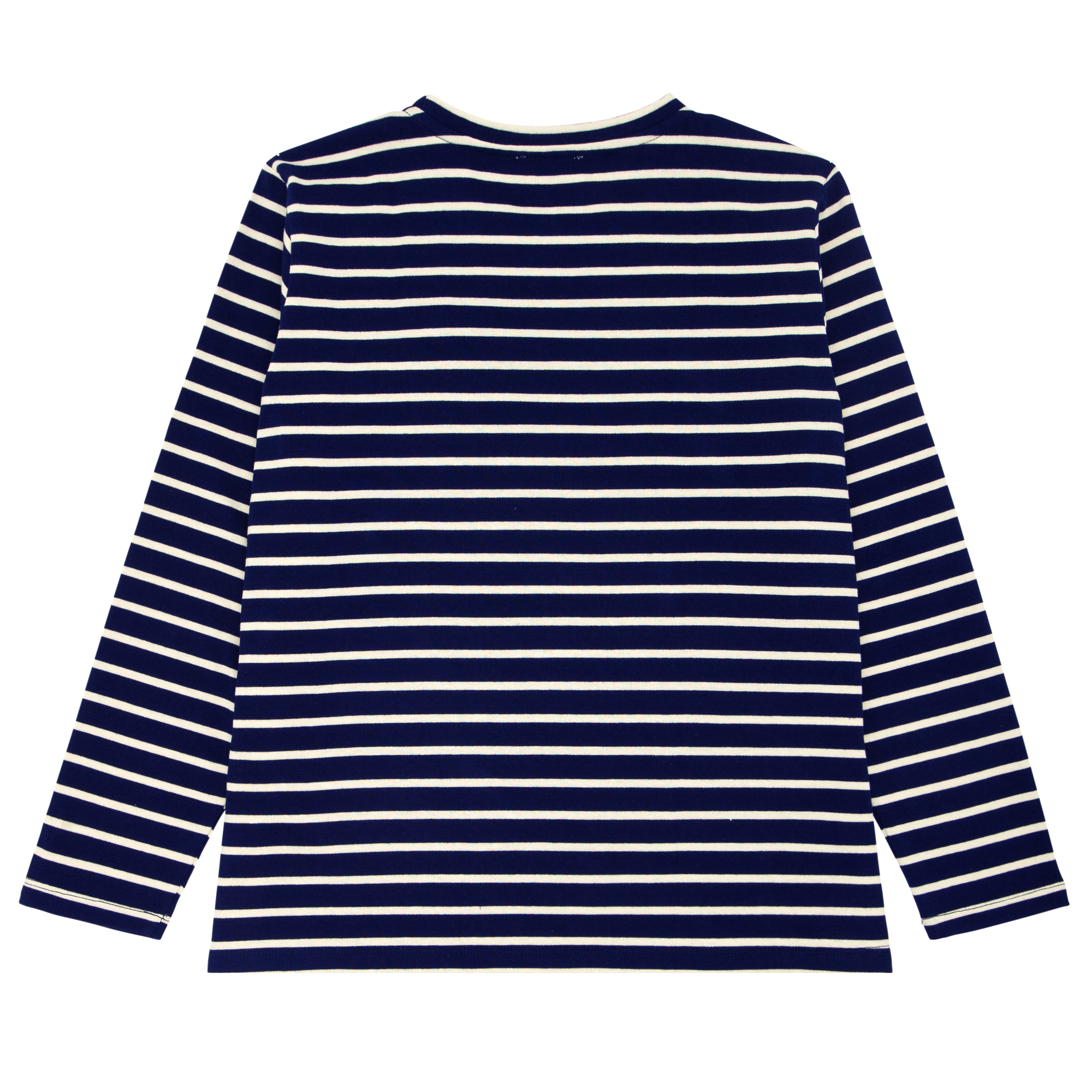 women's navy and cream stripe long sleeve knit tee