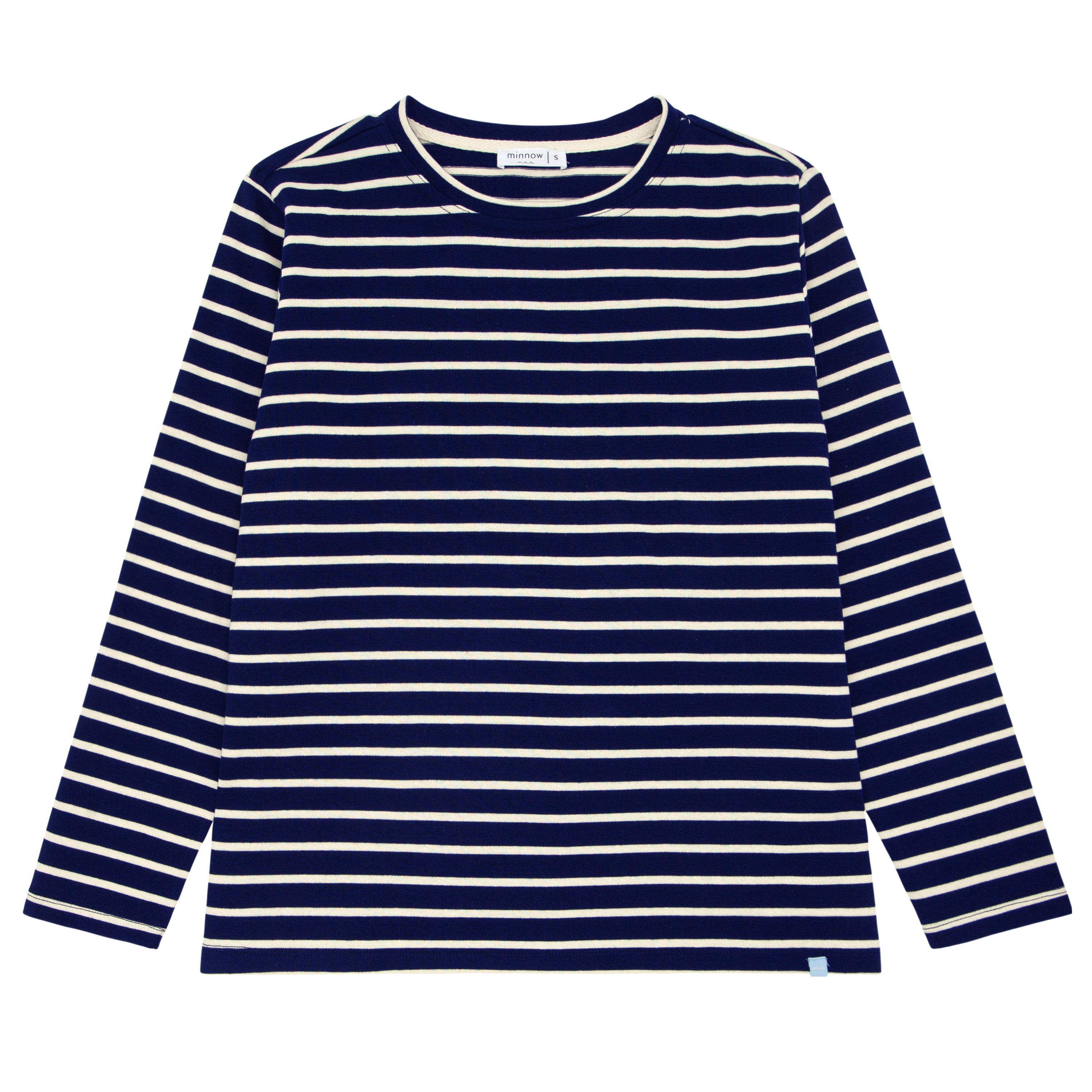 women's navy and cream stripe long sleeve knit tee